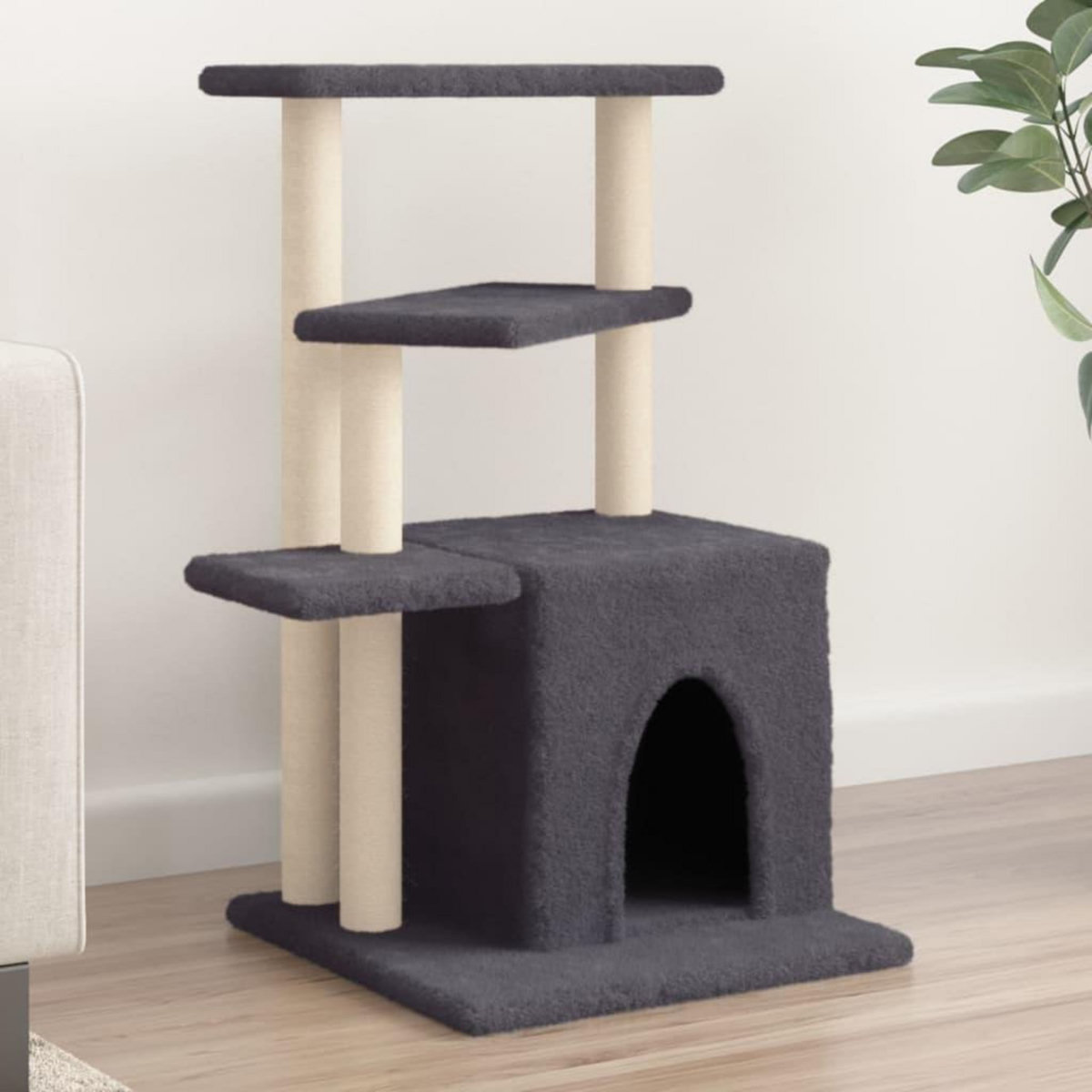 VIDAXL Arbre a chat avec griffoirs en sisal gris fonce 83,5 cm