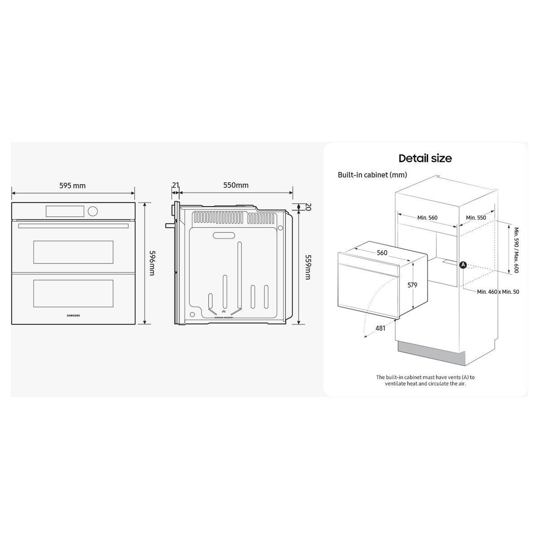 Voir la diapositive 5 : Samsung Four encastrable nv7b6795jak - double cavité - pyrolyse - chaleur pulsée - vapeur - porte froide