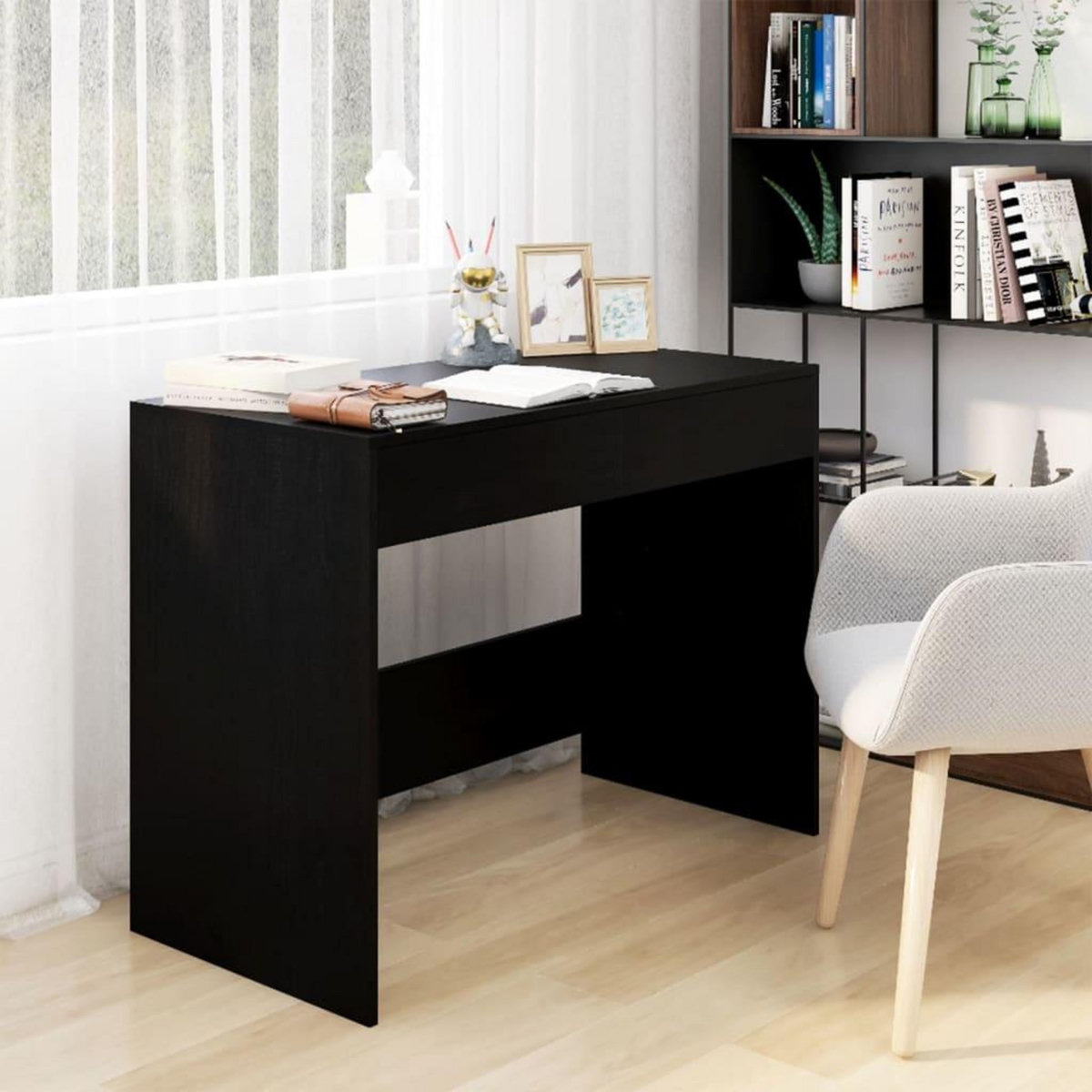 VIDAXL Bureau Noir 101x50x76,5 cm Bois d'ingenierie