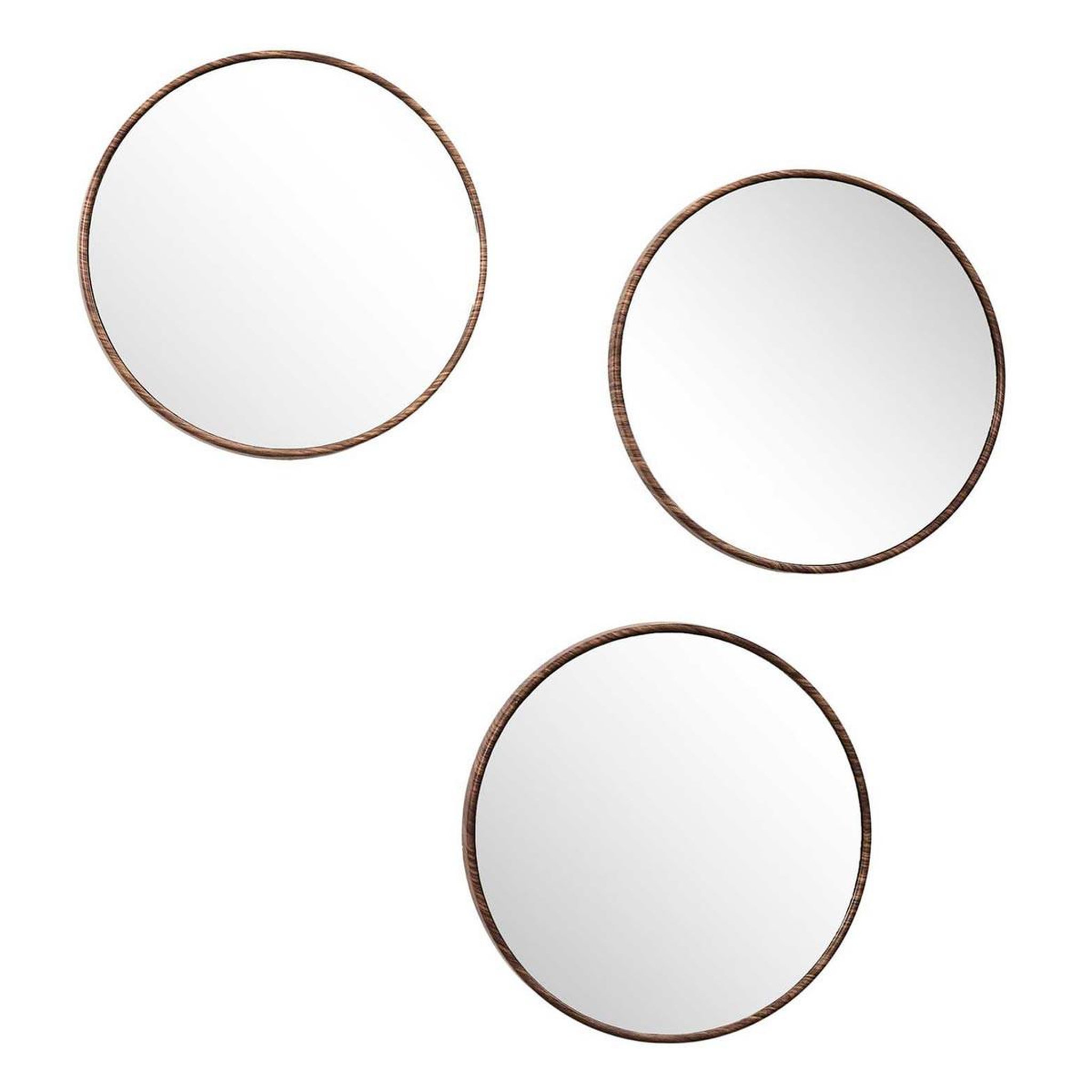The Home Deco Factory Lot de 3 Miroirs Déco  Toronto  26cm Marron