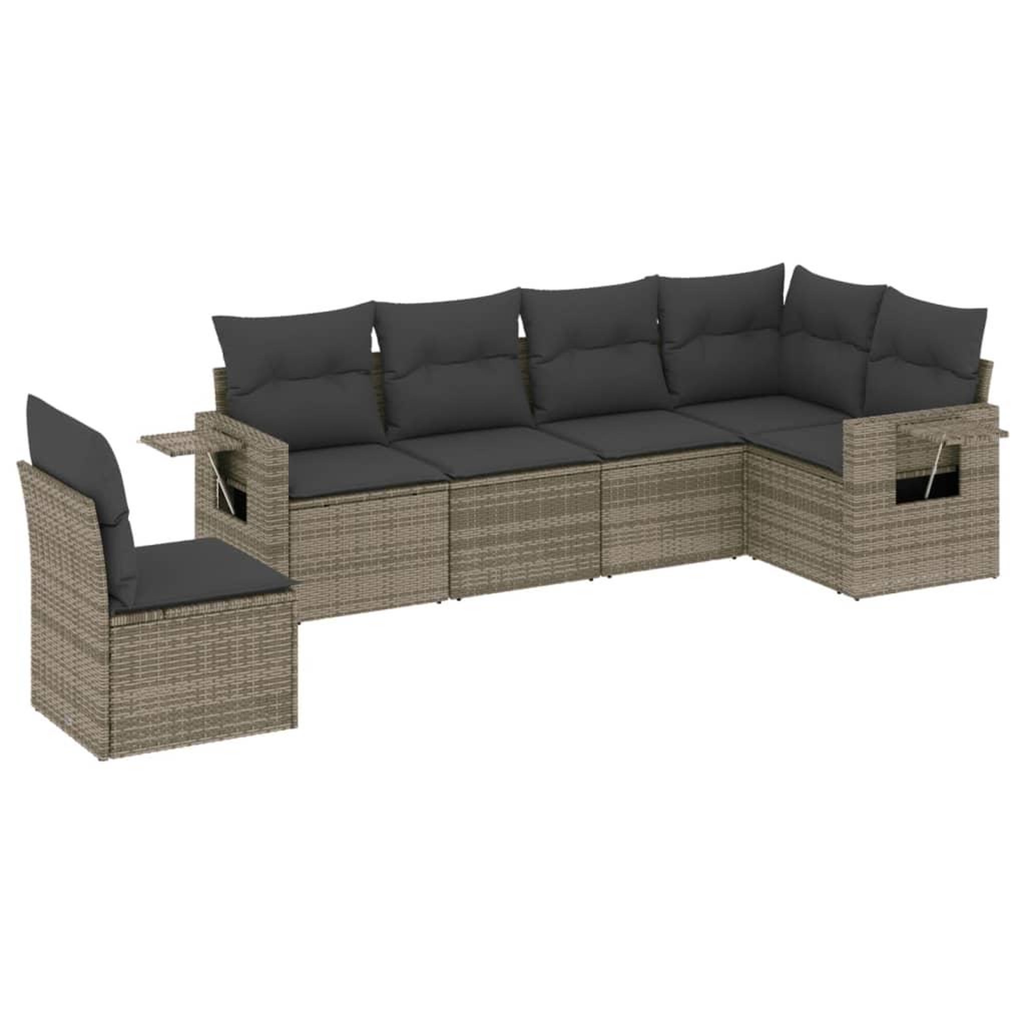 Voir la diapositive 2 : VIDAXL Salon de jardin 6 pcs avec coussins gris resine tressee
