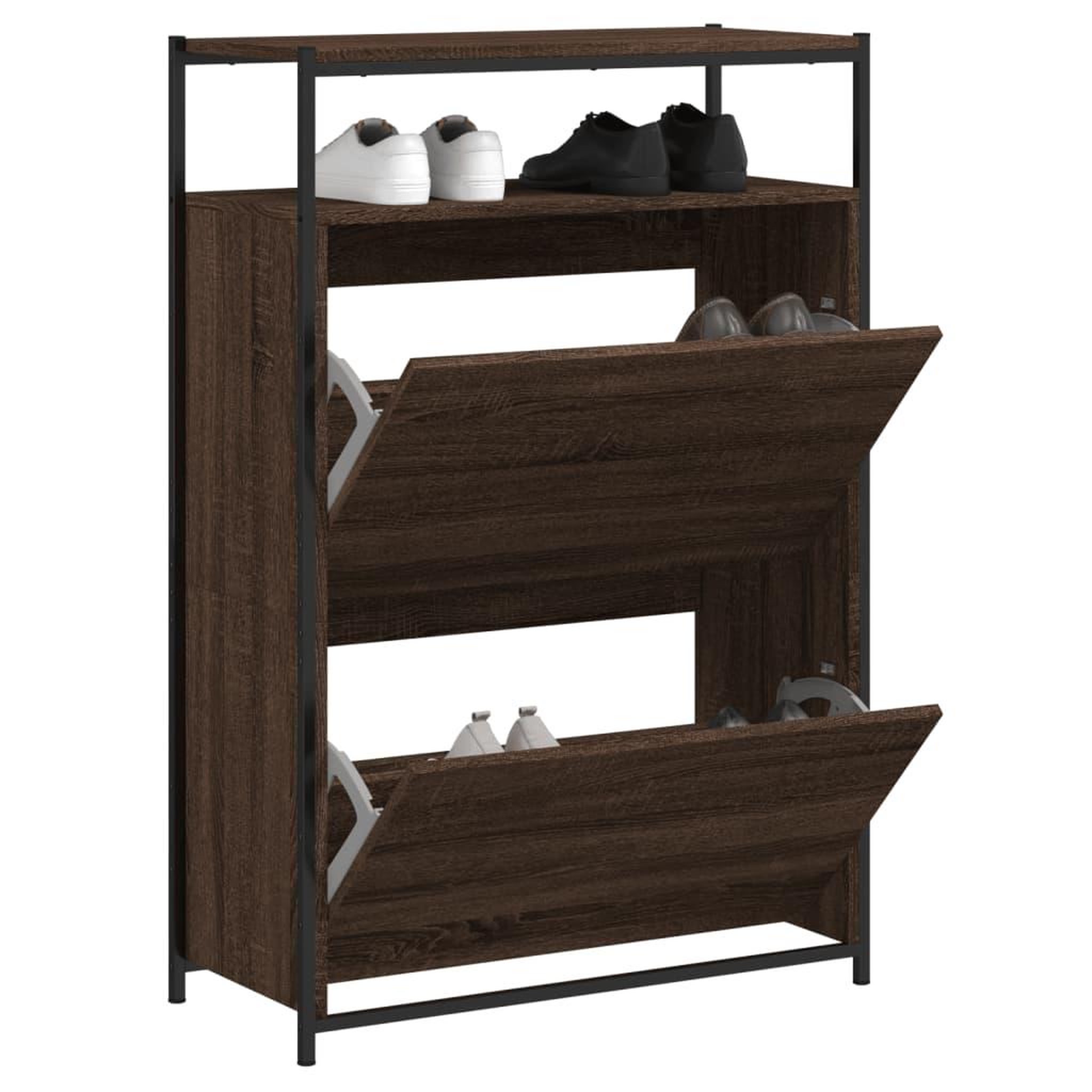 Voir la diapositive 1 : VIDAXL Meuble a chaussures chene marron 75x34x112 cm bois d'ingenierie