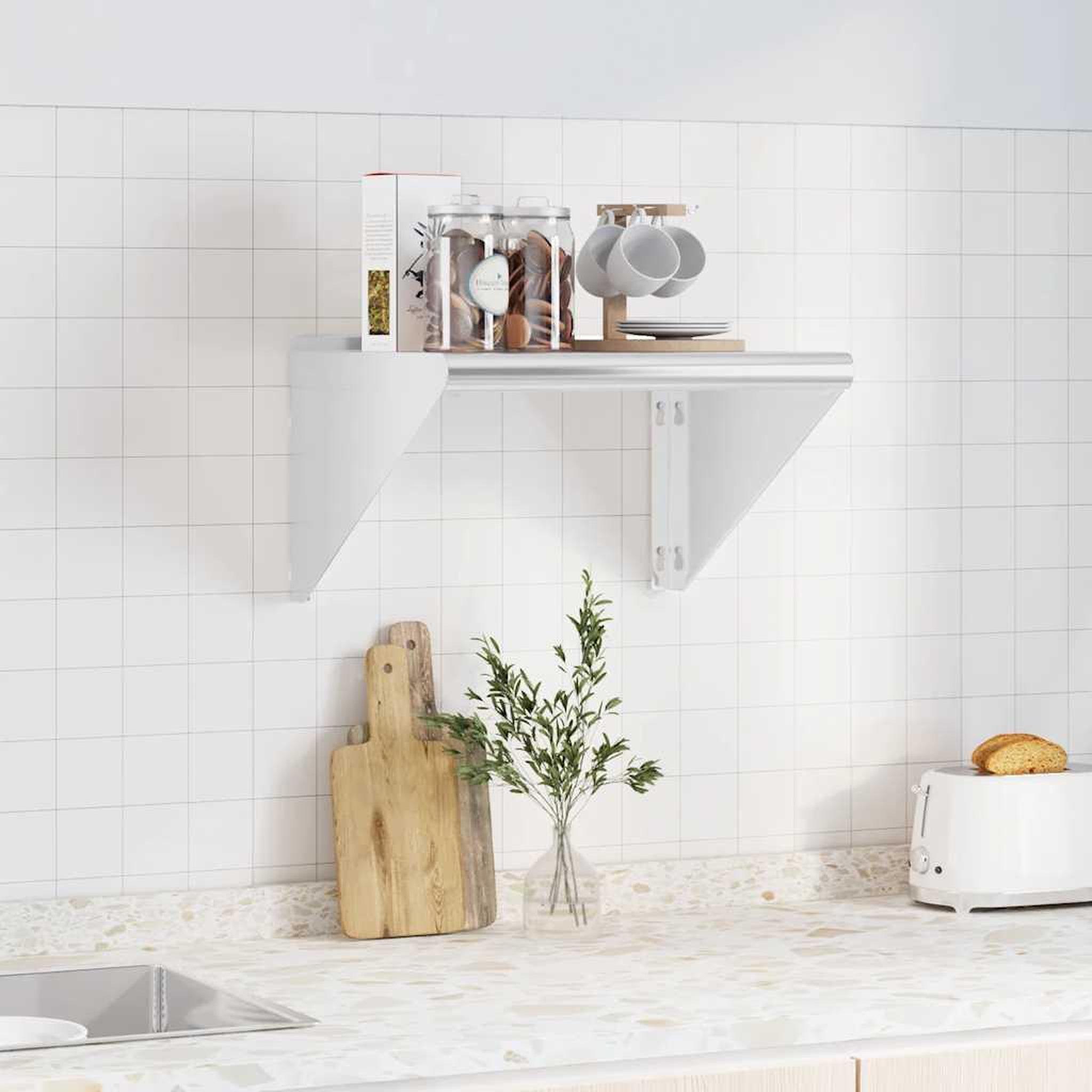 Voir la diapositive 3 : VIDAXL Etagere murale 50x45x31 cm argente acier inoxydable
