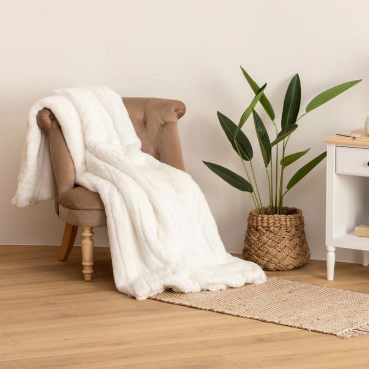 ATMOSPHERA Plaid Fourrure  Manoir  180x230cm Blanc