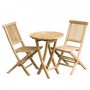 MACABANE HARRIS - SALON DE JARDIN EN BOIS TECK 2 personnes : Ensemble de jardin - 1 Table ronde pliante 60 cm et 2 chaises