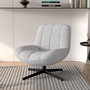 Voir la diapositive 2 : Rendez vous déco Fauteuil pivotant en tissu bouclé gris chiné-Elvis