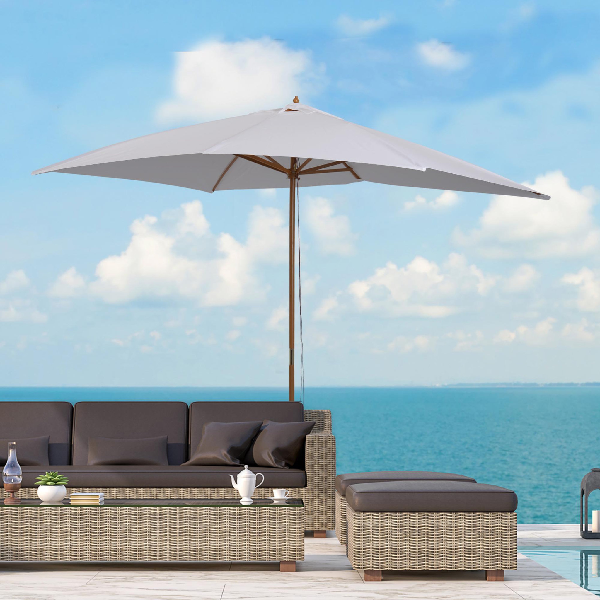 Voir la diapositive 2 : OUTSUNNY Parasol droit rectangulaire de jardin grande taille dim. 3L x 2l x 2,5H m blanc
