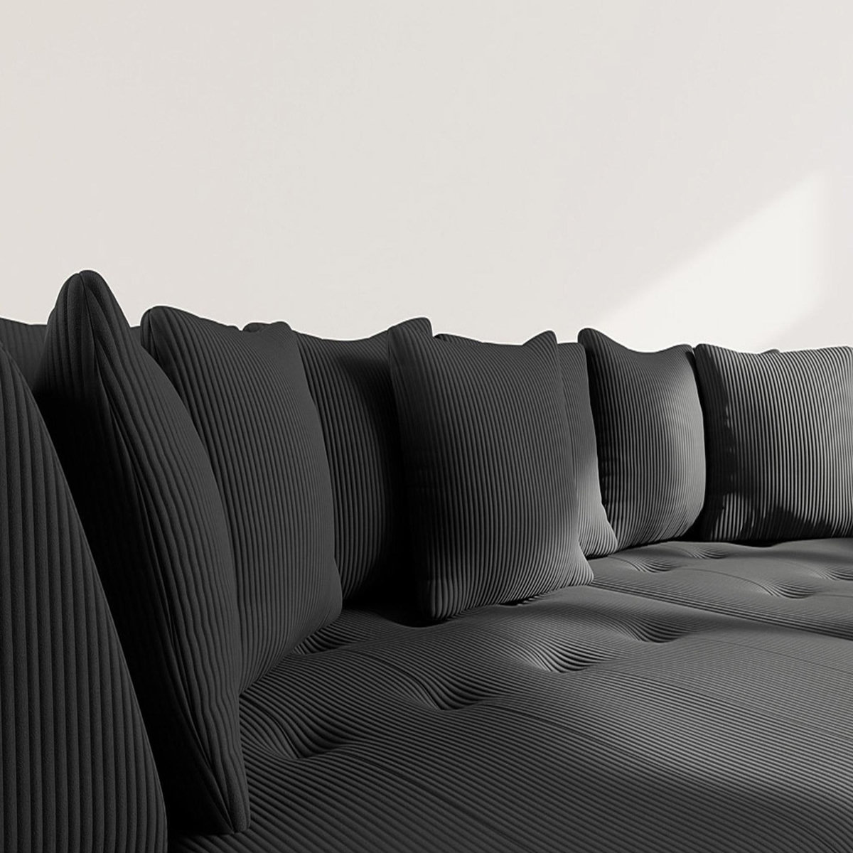 LISA DESIGN Onyx - canapé droit 4 places avec double méridienne - assise profonde - en velours côtelé