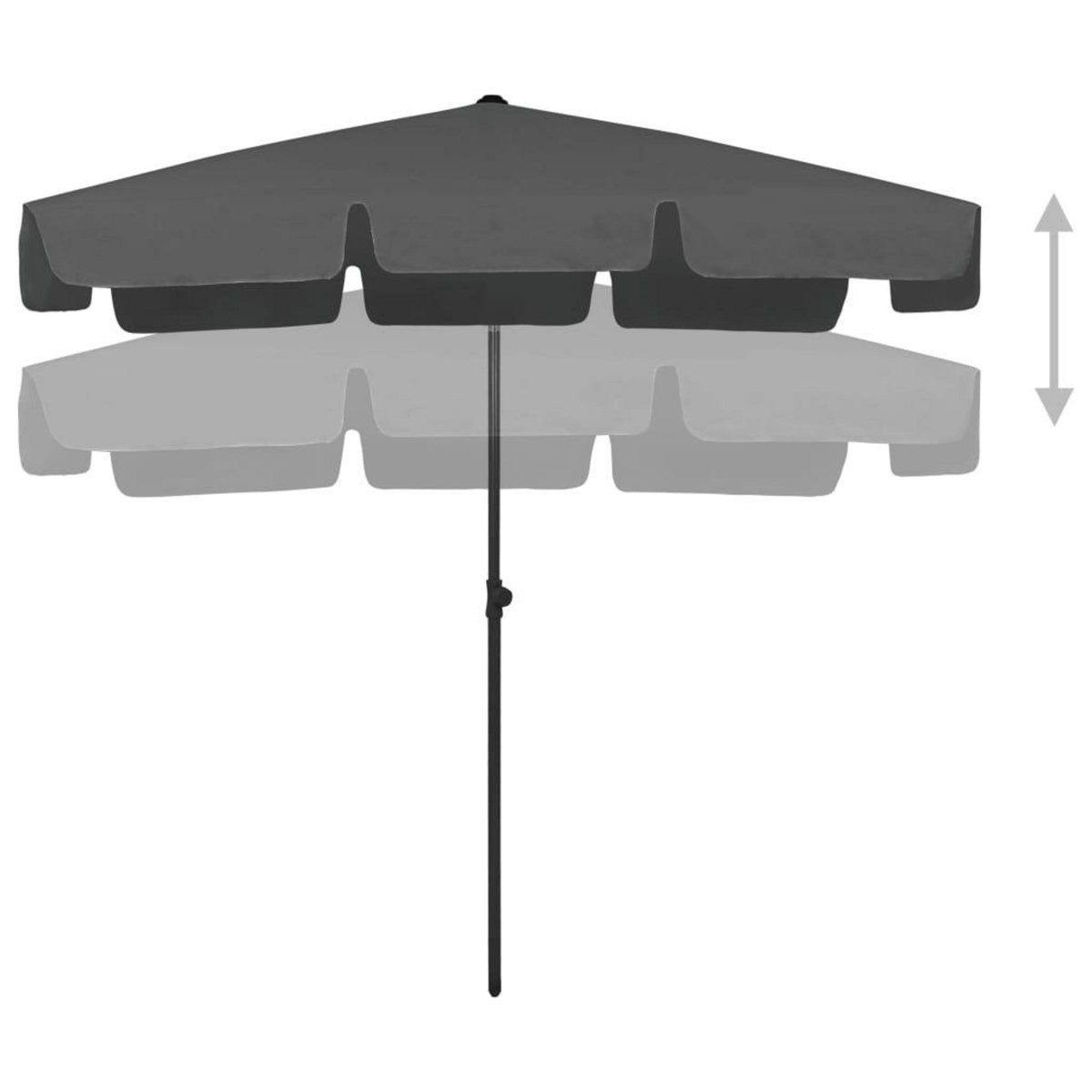VIDAXL Parasol de plage anthracite 200x125 cm