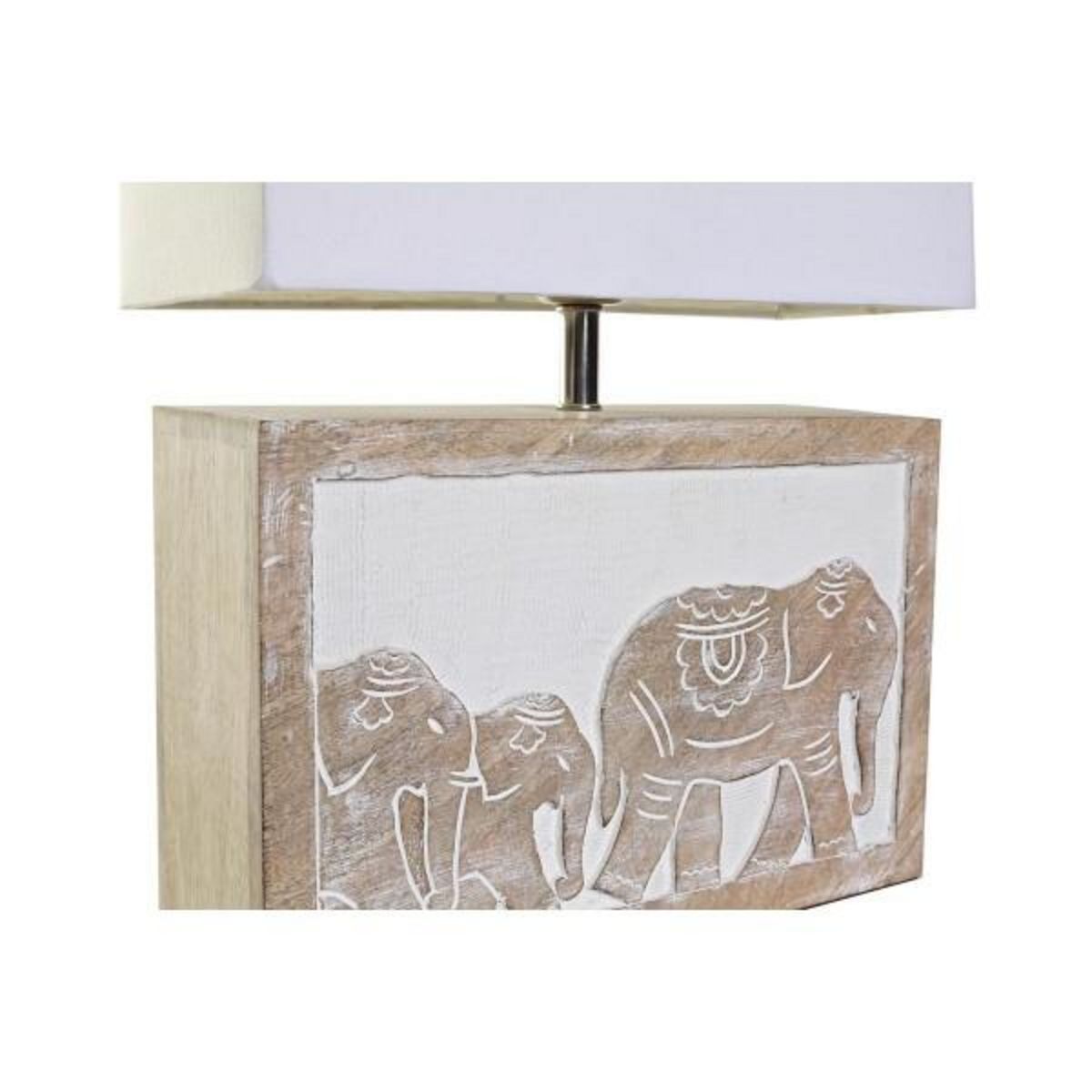 MARKET24 Lampe de bureau DKD Home Decor Blanc Marron Bois de manguier 50 W 220 V 33 x 12 x 41 cm