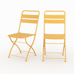 Rendez vous déco Lot de 2 chaises de jardin en métal jaune beurre, pliantes-Yumi