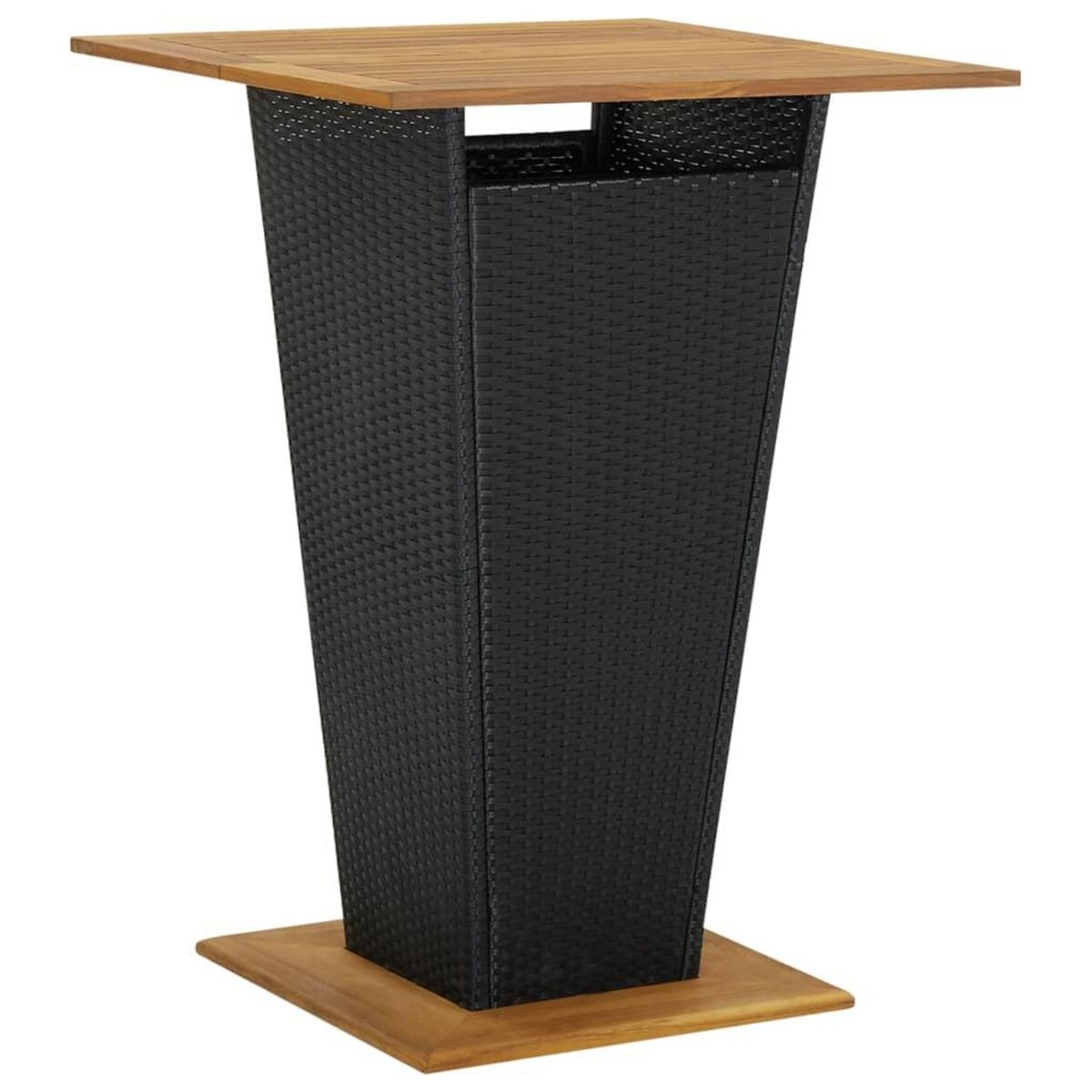 VIDAXL Table de bar Noir 80x80x110 cm Resine tressee et bois d'acacia