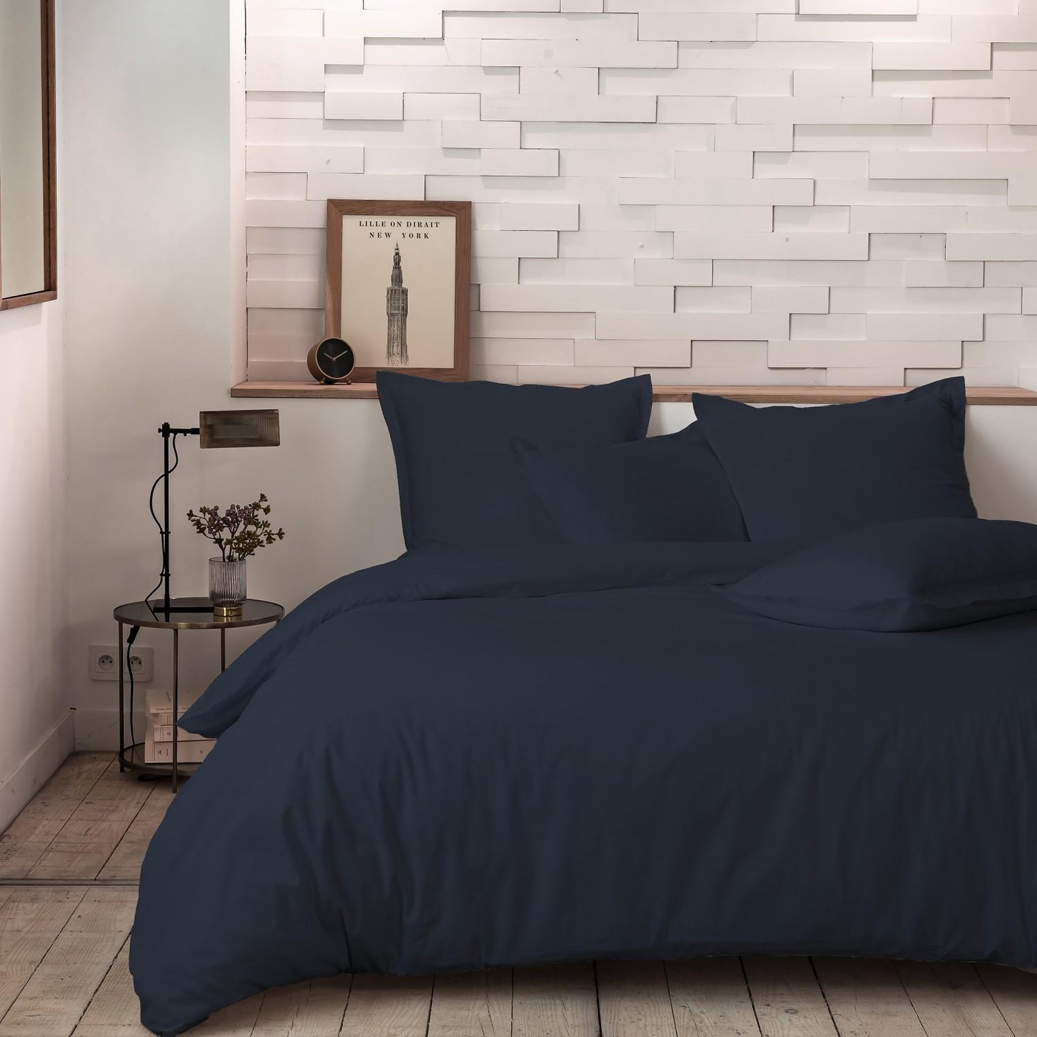 Voir la diapositive 1 : Home collection Parure de couette 100%percale de coton 80 fils/cm2-percale ombre