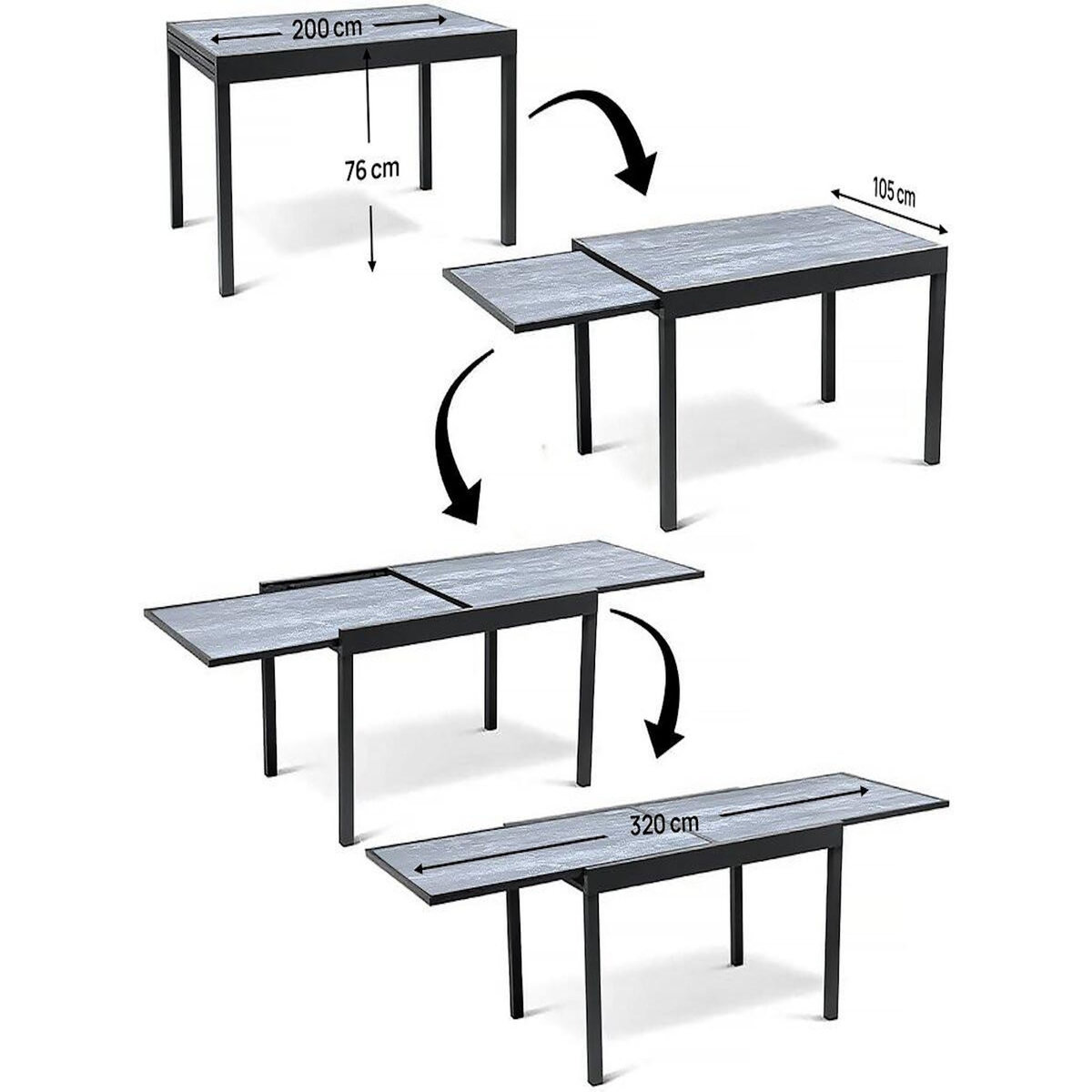 Habitat et Jardin Salon de jardin Lagos  - 200/320 x 105 x 76 cm - Taupe - 12 places