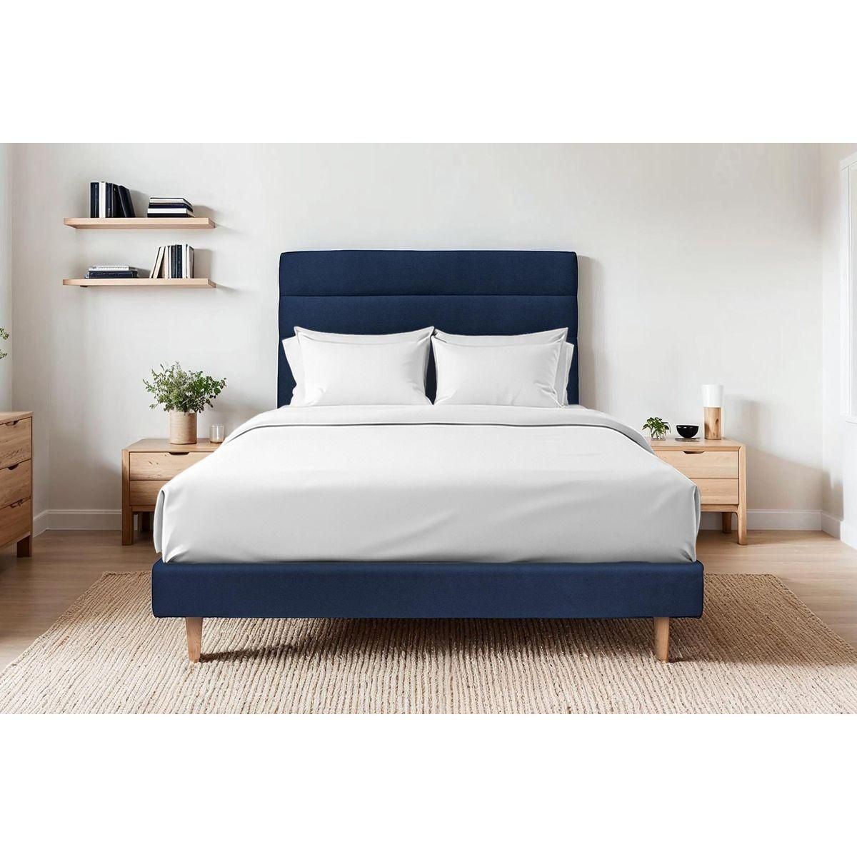 Sommeil de Plomb Lit avec tête de lit lignes velours et sommier kit - Hauteur totale : 29cm