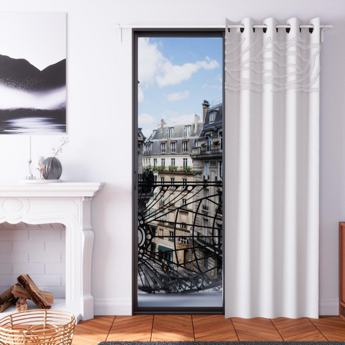 SOLEIL D'OCRE Rideau à oeillets 135x250 cm TUFT blanc, par Soleil d'Ocre