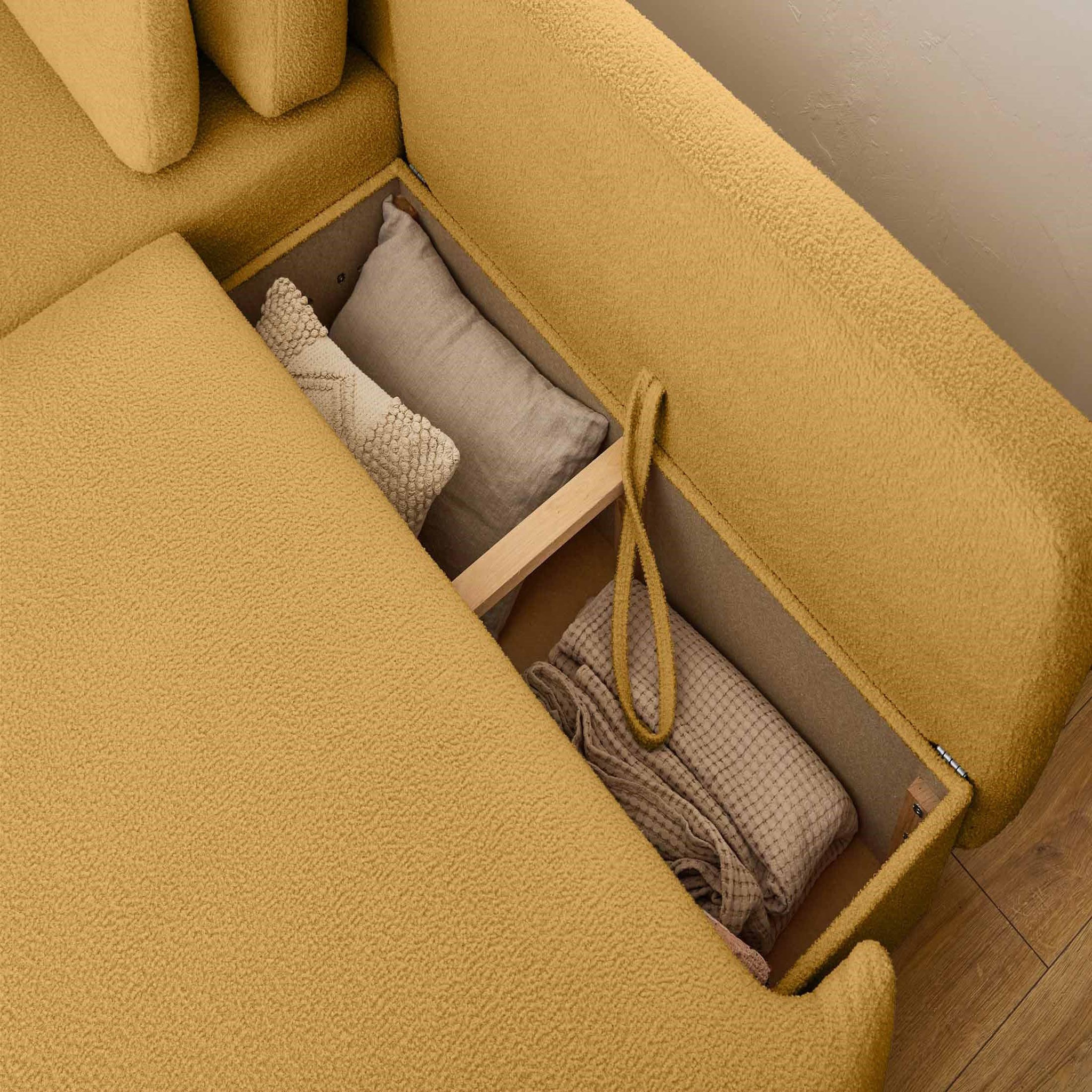 Voir la diapositive 3 : BEST MOBILIER Mahina - canapé d'angle gauche - 4 places - convertible avec coffre - en tissu bouclette