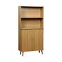 Voir la diapositive 1 : SWEEEK Etagère bibliothèque scandinave. 2 portes coulissantes. 4 niveaux. effet bois rainuré. L 80 x P 45 x H 180cm