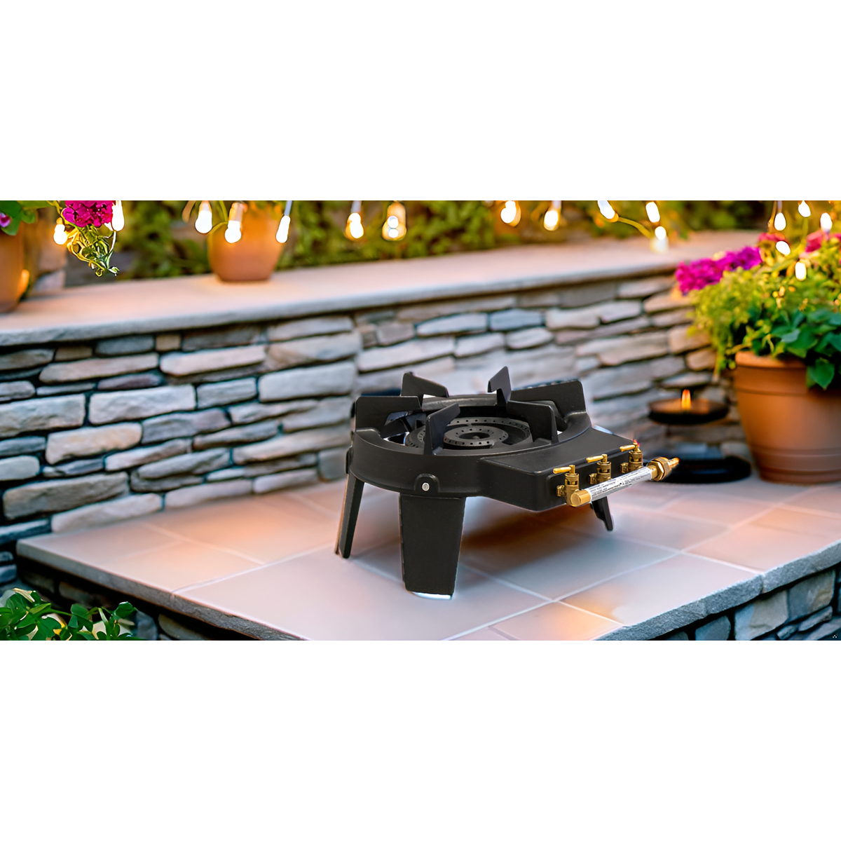 Proweltek Rechaud gaz 4 pieds Fonte véritable 9,8 KW 2 Bruleurs Plats grands volumes