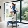 Voir la diapositive 2 : HOMCOM Trampoline Fitness 114cm guidon réglable 5 positions charge max. 150Kg acier PP noir bleu
