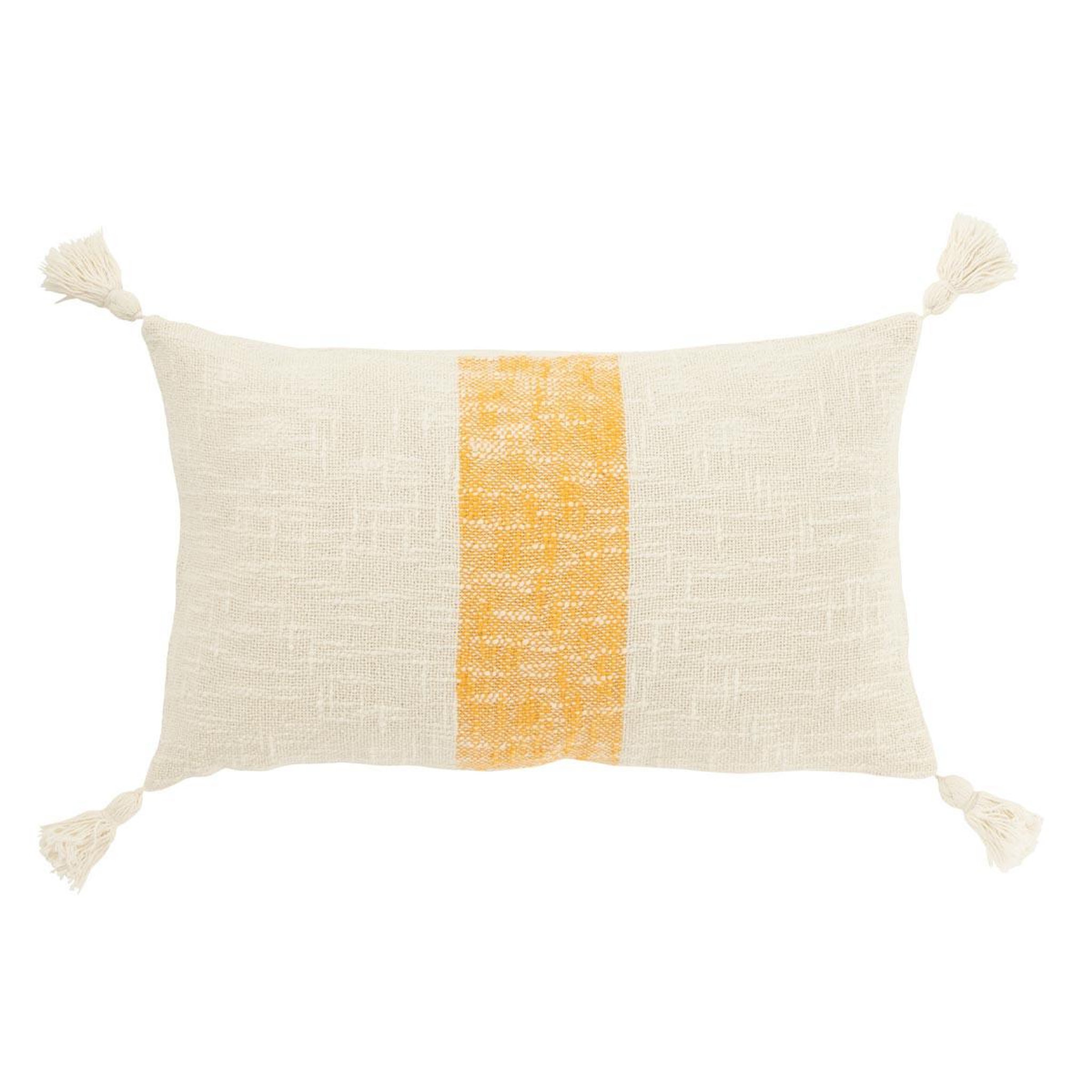 J-LINE Coussin déco ligne  polly  30x50cm blanc & orange