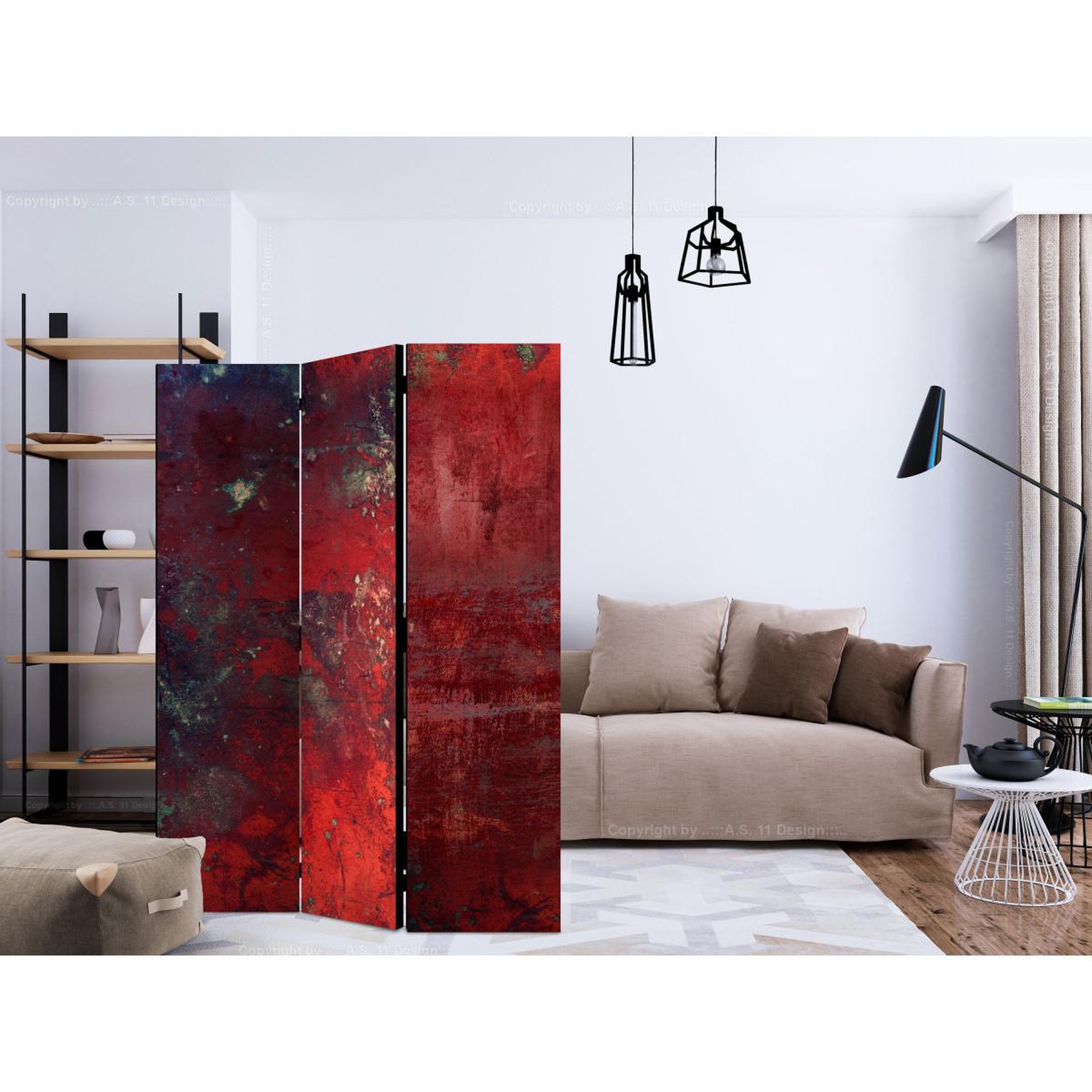 Voir la diapositive 2 : Paris Prix Paravent 3 volets  red concrete  135x172cm