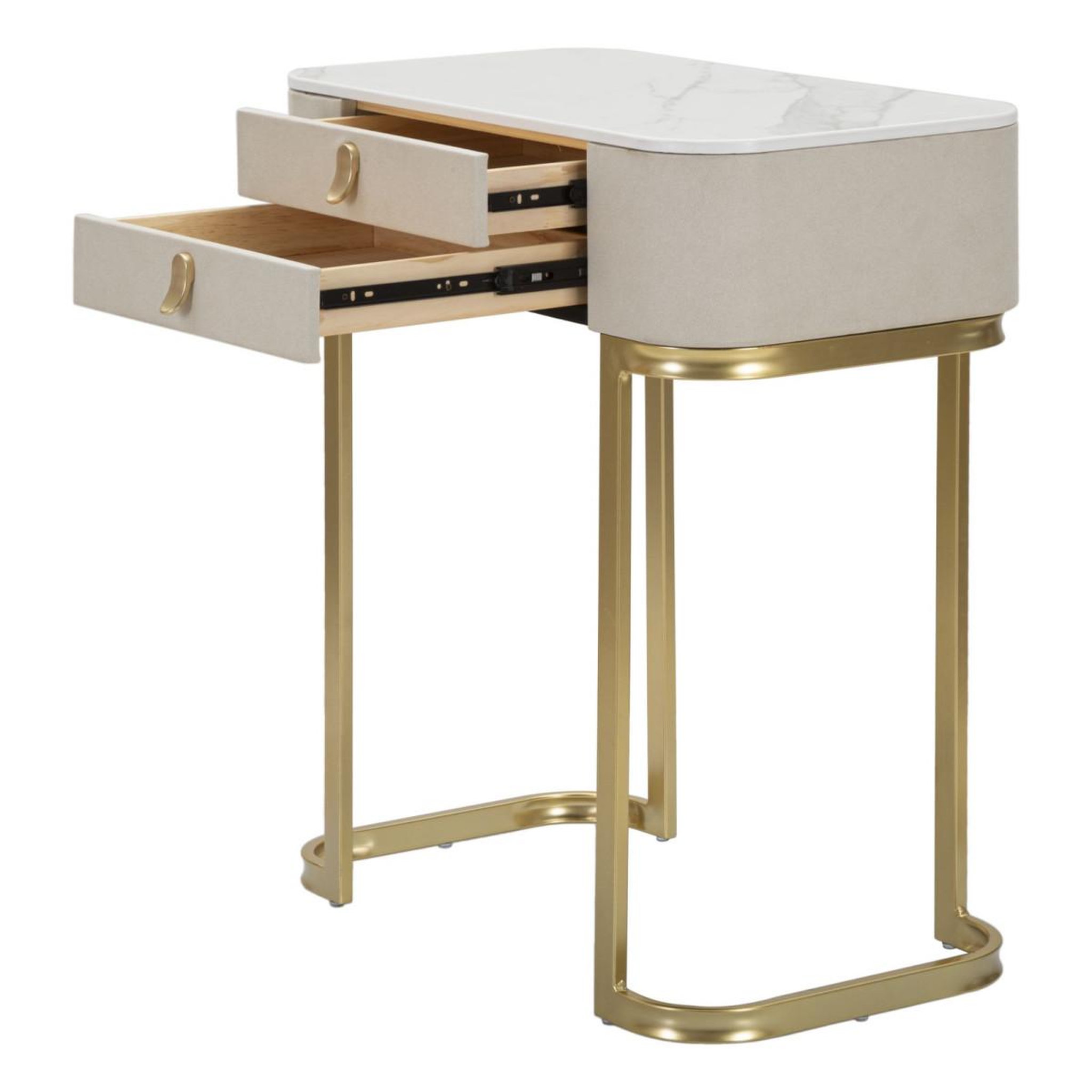Voir la diapositive 3 : Paris Prix Console Effet Marbre  Beauty  70cm Crème & Or