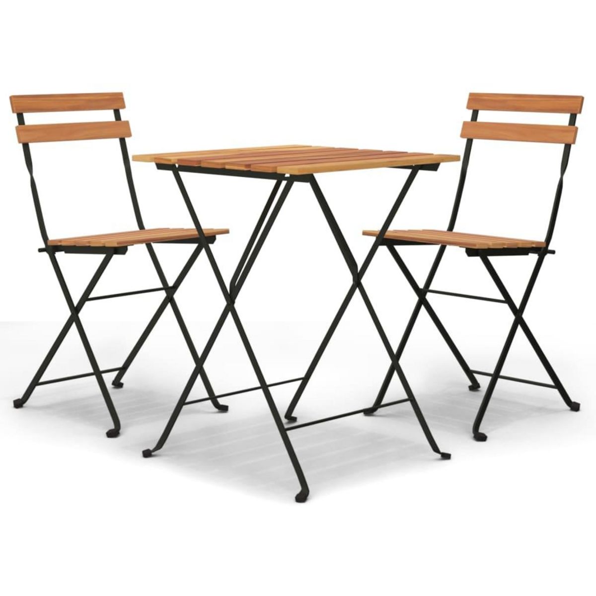 VIDAXL Ensemble de bistro pliable 3 pcs Bois de teck massif et acier