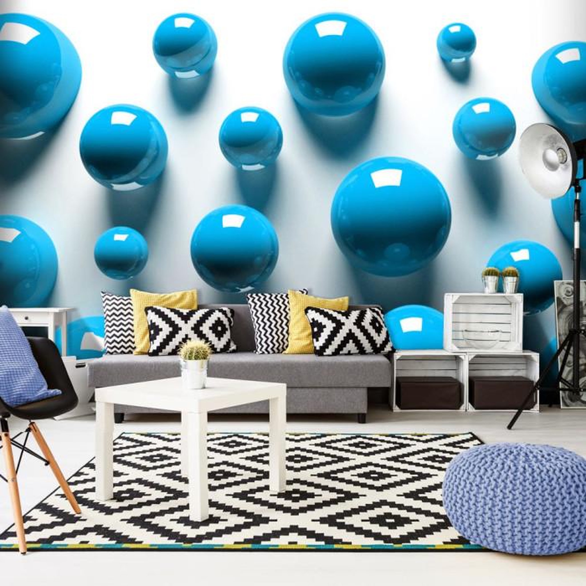 Paris Prix Papier Peint  Blue Balls. Coloris disponibles : Multicolore