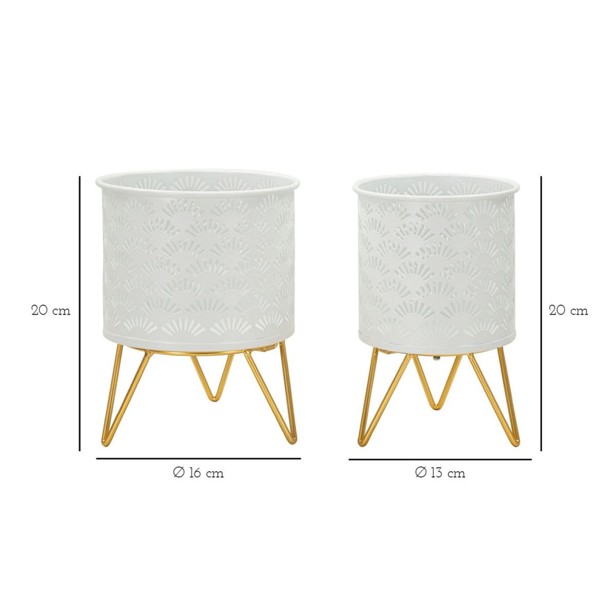 Voir la diapositive 6 : Paris Prix Lot de 2 cache-pots design  carly  20cm blanc & or