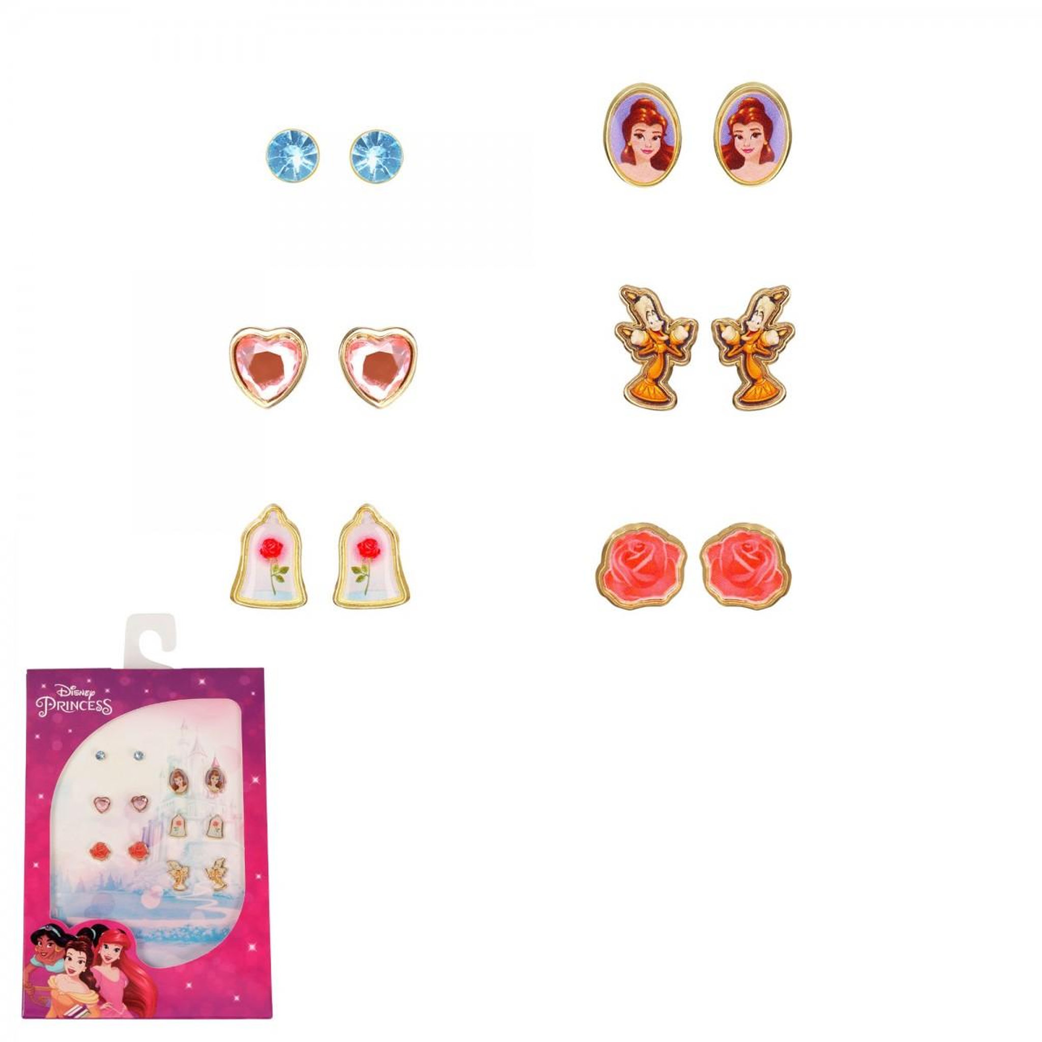 Voir la diapositive 1 : SC CRYSTAL Lot de 6 paires de boucles d'oreilles Disney - Belle