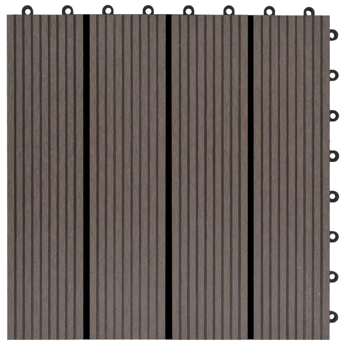 VIDAXL Carreaux de terrasse 22 pcs 30 x 30 cm 2 m^2 WPC Marron fonce