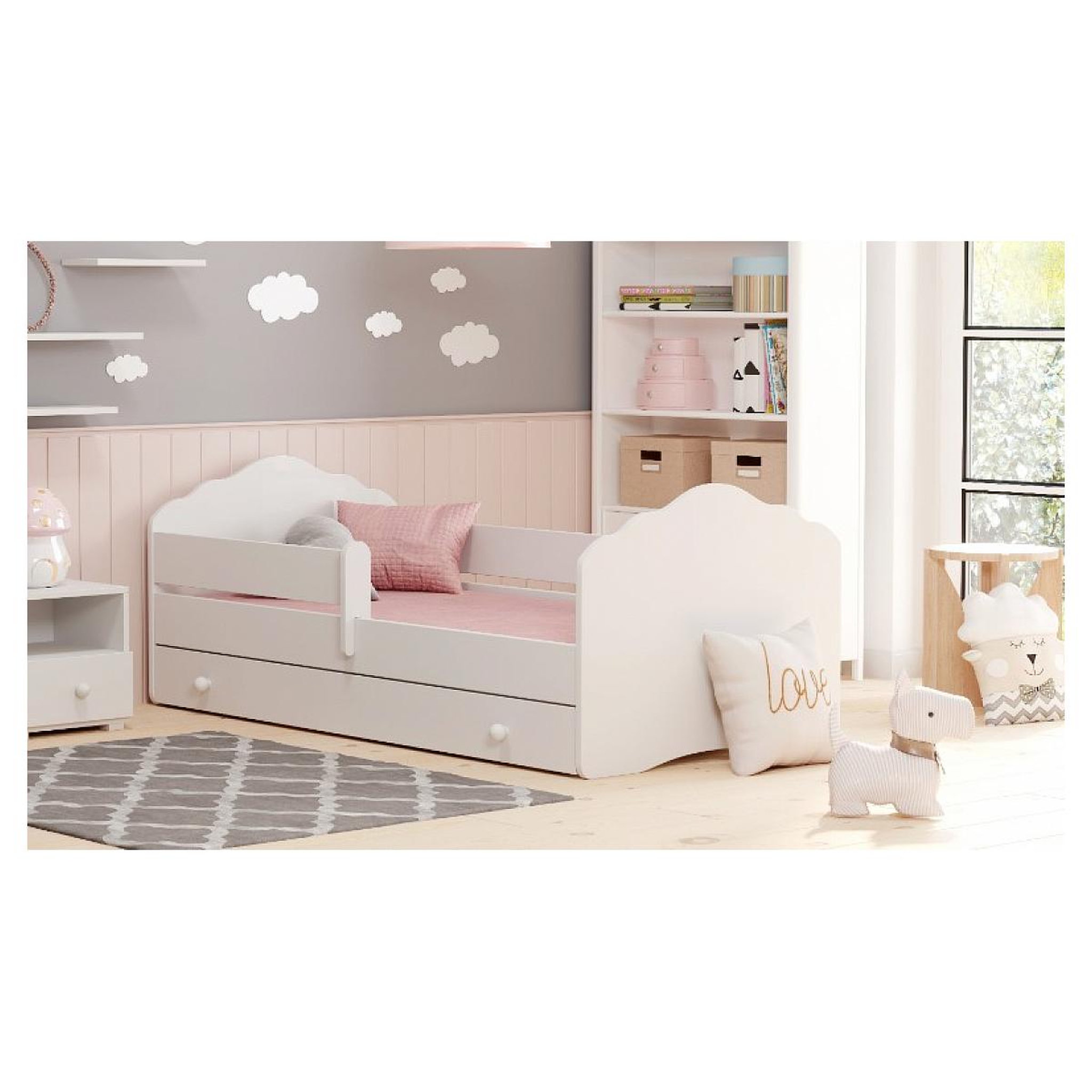 Voir la diapositive 2 : KOBI Lit enfant FALA BAR+SZU 140x70 avec tiroir de rangement avec matelas