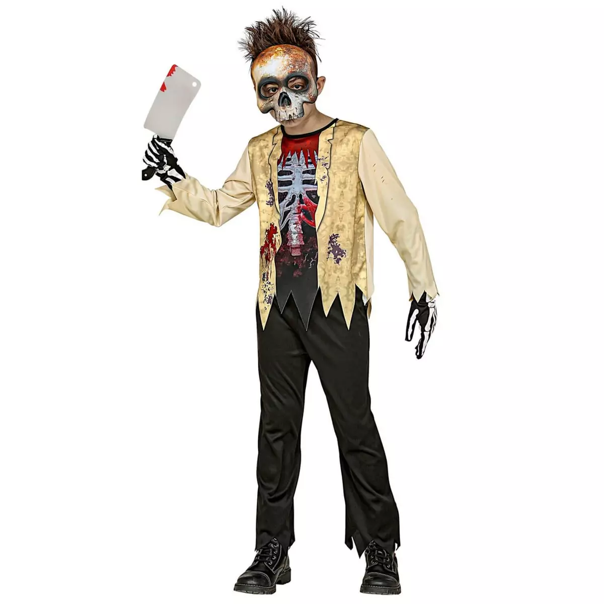WIDMANN Déguisement de Squelette zombie - Enfant - 8/10 ans (128 à 140 cm)