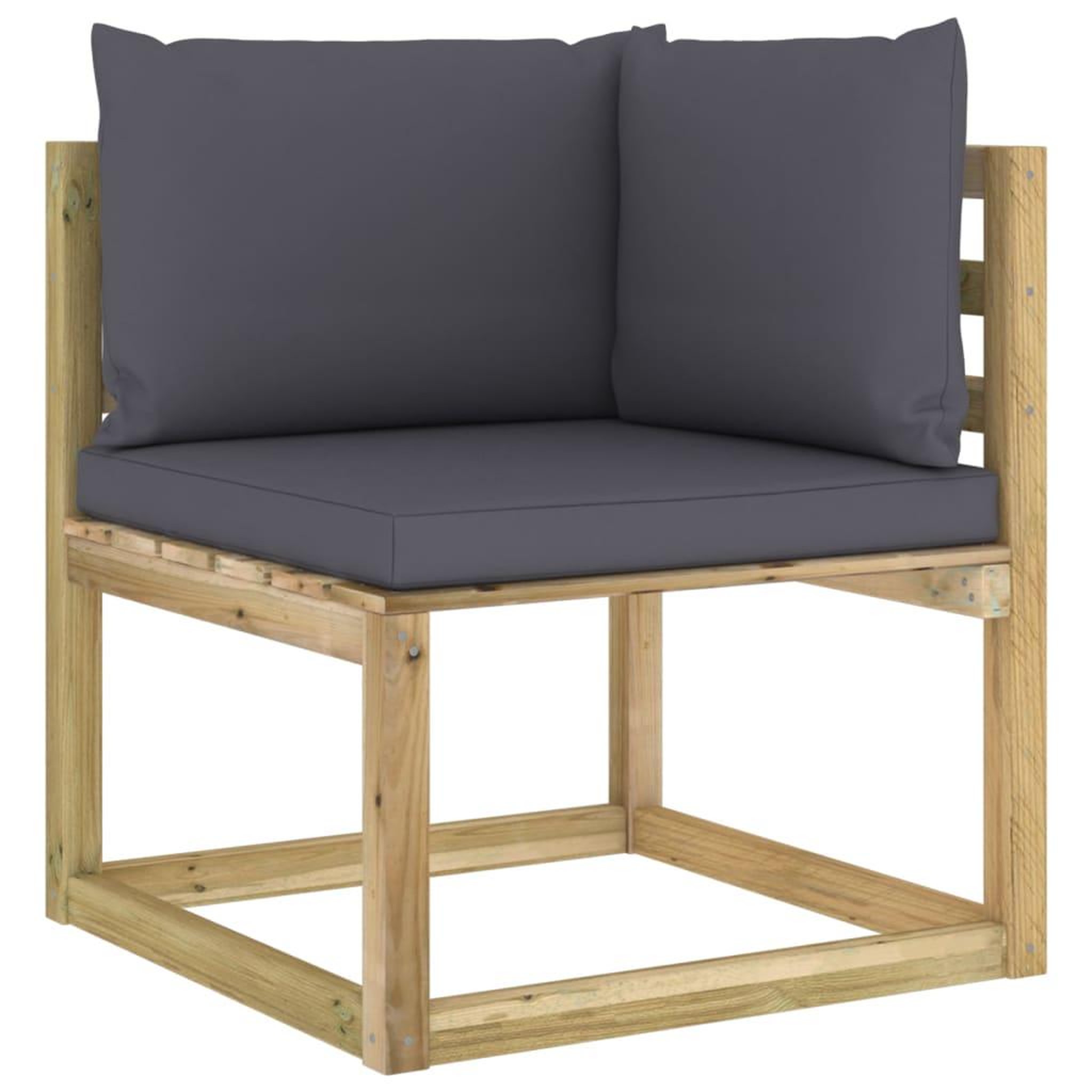 Voir la diapositive 4 : VIDAXL Canapes d'angle de jardin 2pcs et coussins Pin impregne de vert