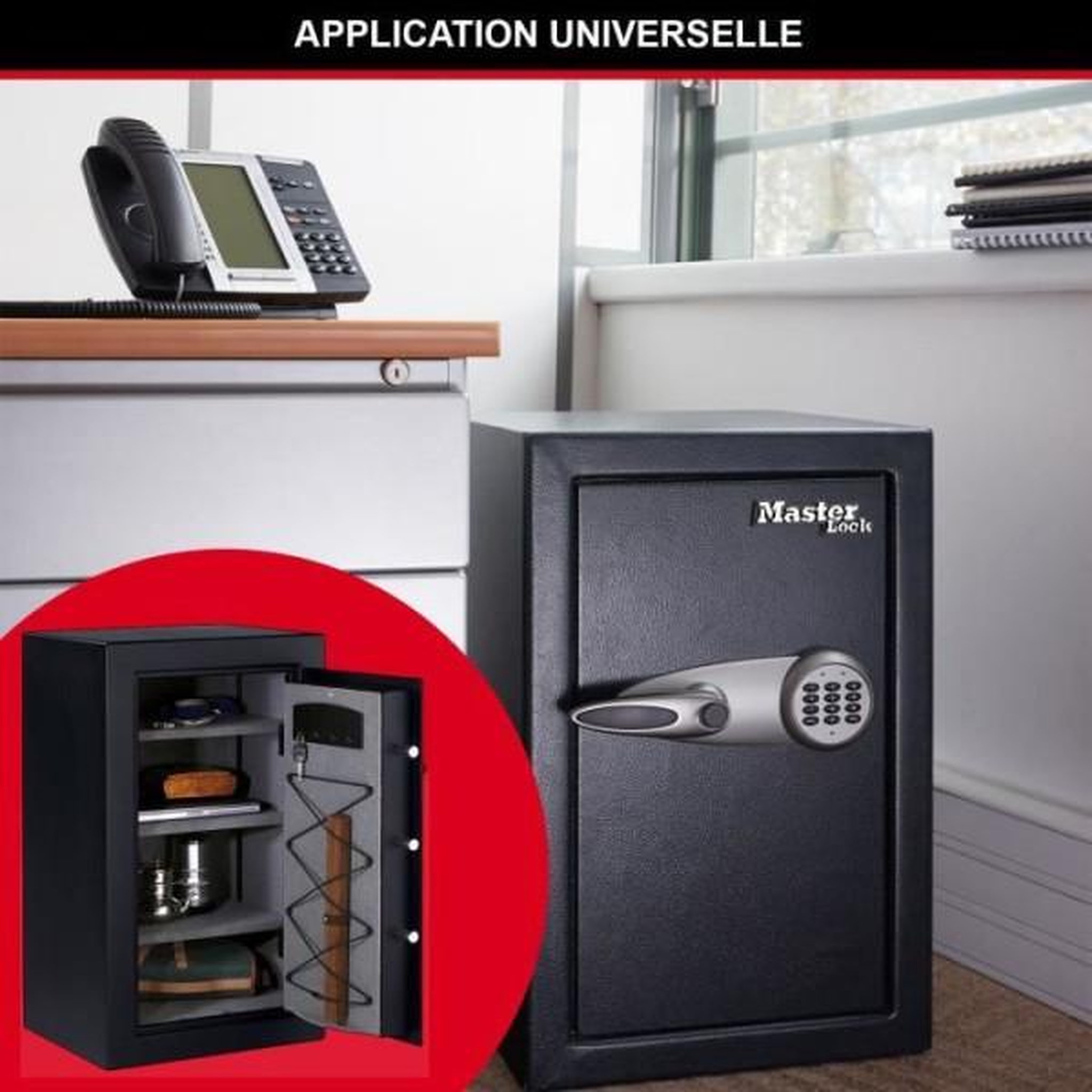 Voir la diapositive 2 : Master lock Master Lock Coffre-Fort Haute Sécurité Grande Capacité, Combinaison Électronique, 169 L, 95 x 55.1 x 50.2 cm