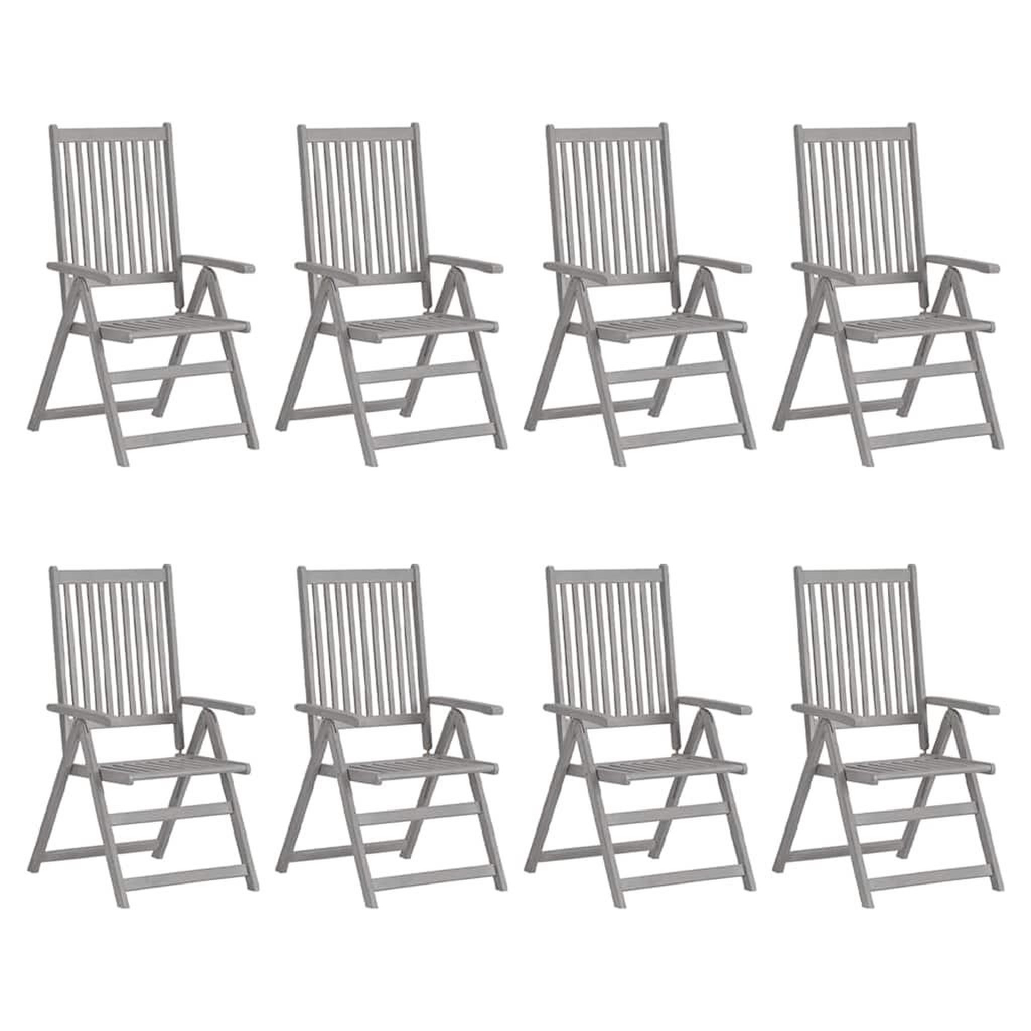 Voir la diapositive 4 : VIDAXL Chaises inclinables de jardin et coussins lot de 8 Gris Acacia