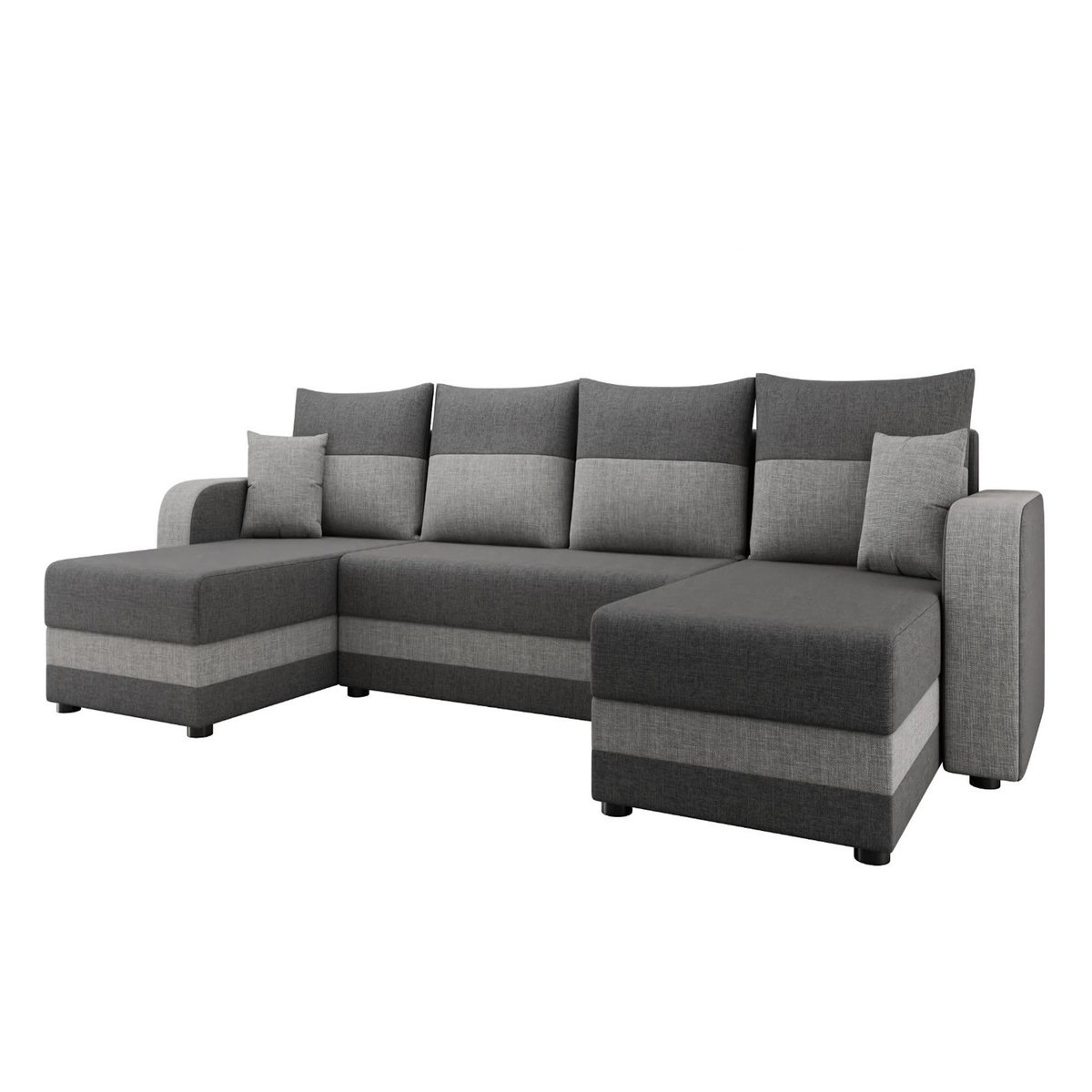 BEST MOBILIER Harvey - canapé panoramique en u 7 places convertible avec coffre en tissu bicolore