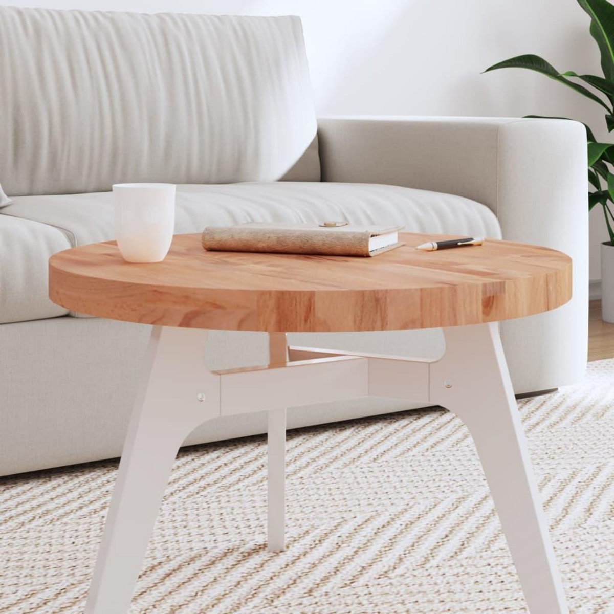 VIDAXL Dessus de table Ø60x4 cm rond bois massif de hetre