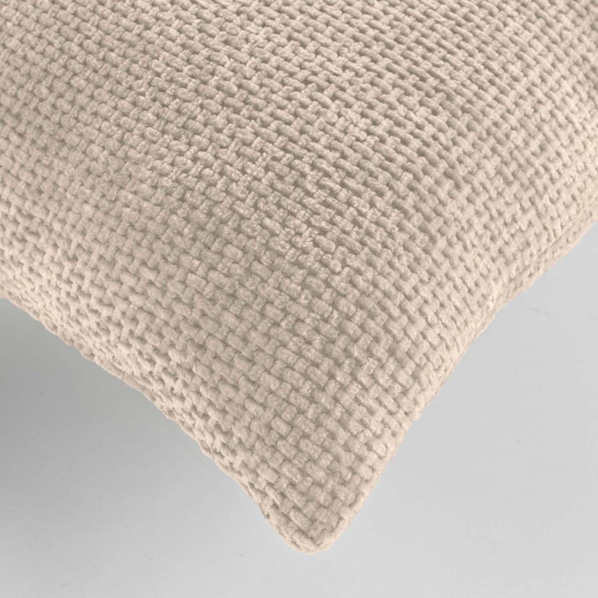 Paris Prix Coussin Déco en Velours Chenillé  Leo  45x45cm Naturel