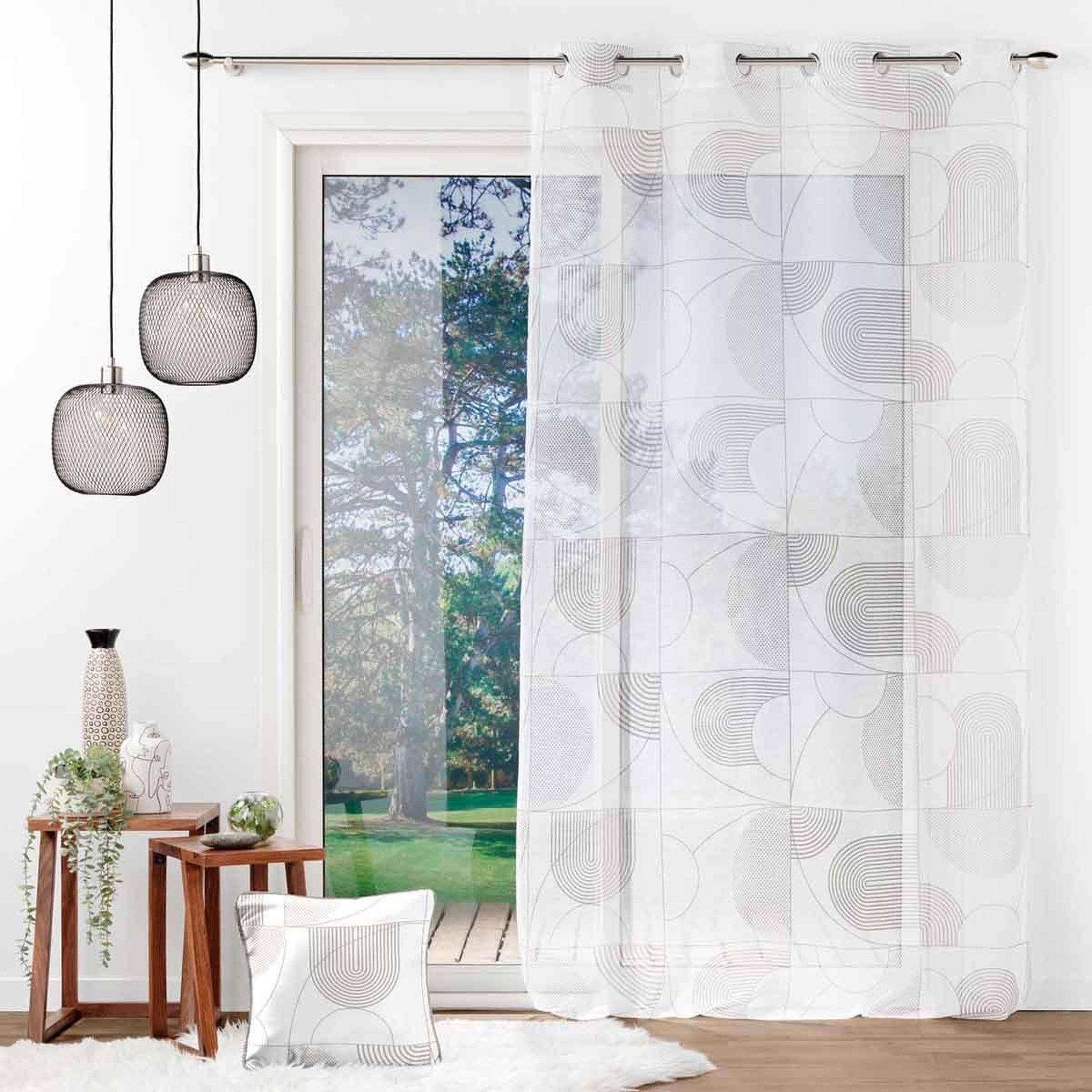 Voir la diapositive 3 : Douceur d'Intérieur Rideau voilage à œillets  esquisse  140x240cm blanc