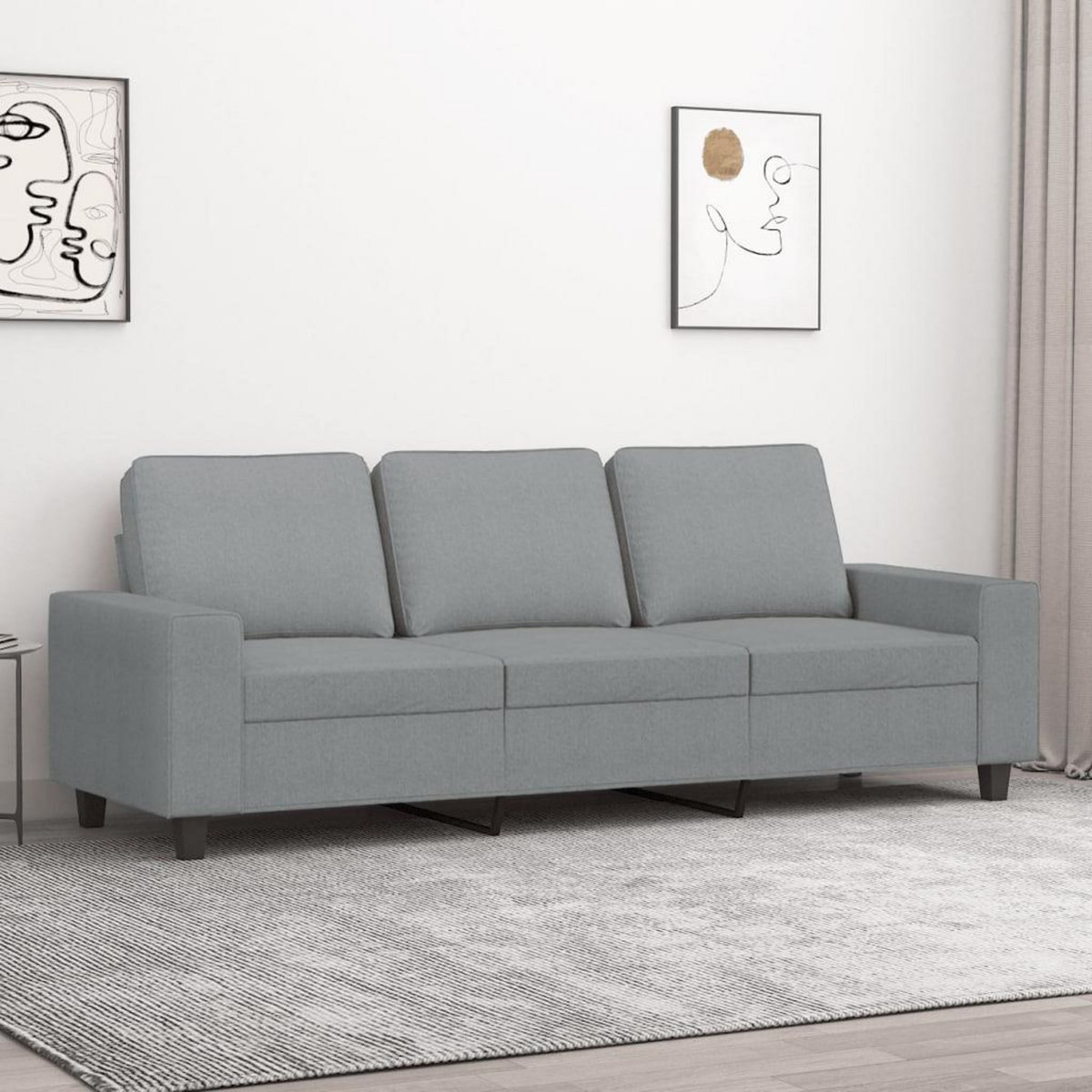 VIDAXL Canape a 3 places Gris clair 180 cm Tissu