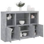 VIDAXL Buffets avec lumieres LED 3 pcs gris beton bois d'ingenierie