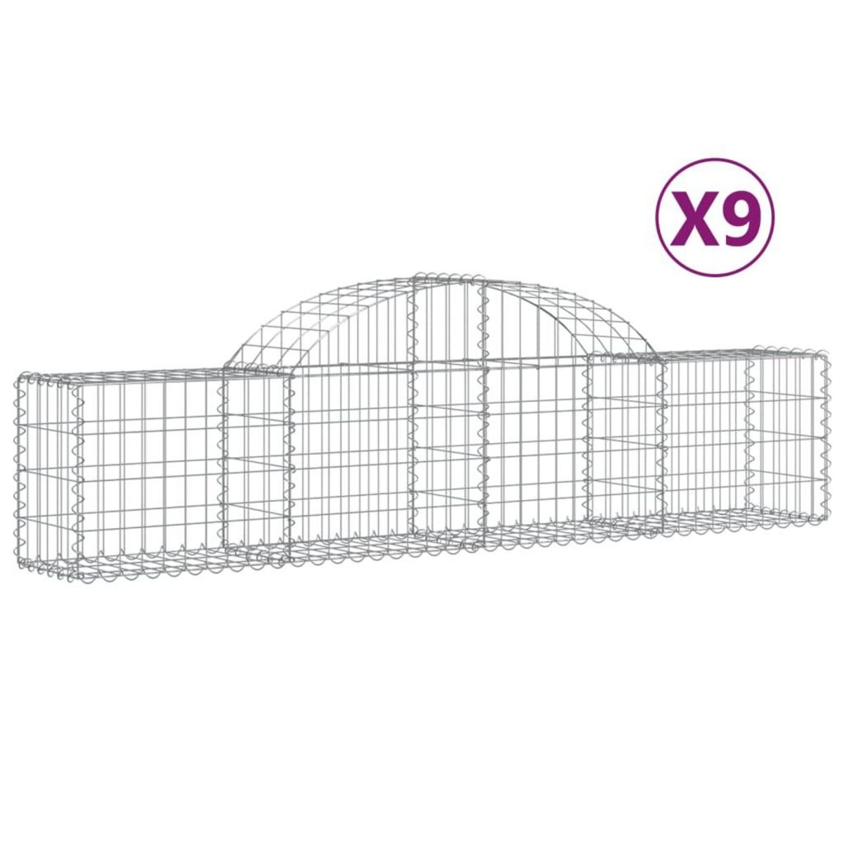 VIDAXL Paniers a gabions arques 9 pcs 200x30x40/60 cm Fer galvanise