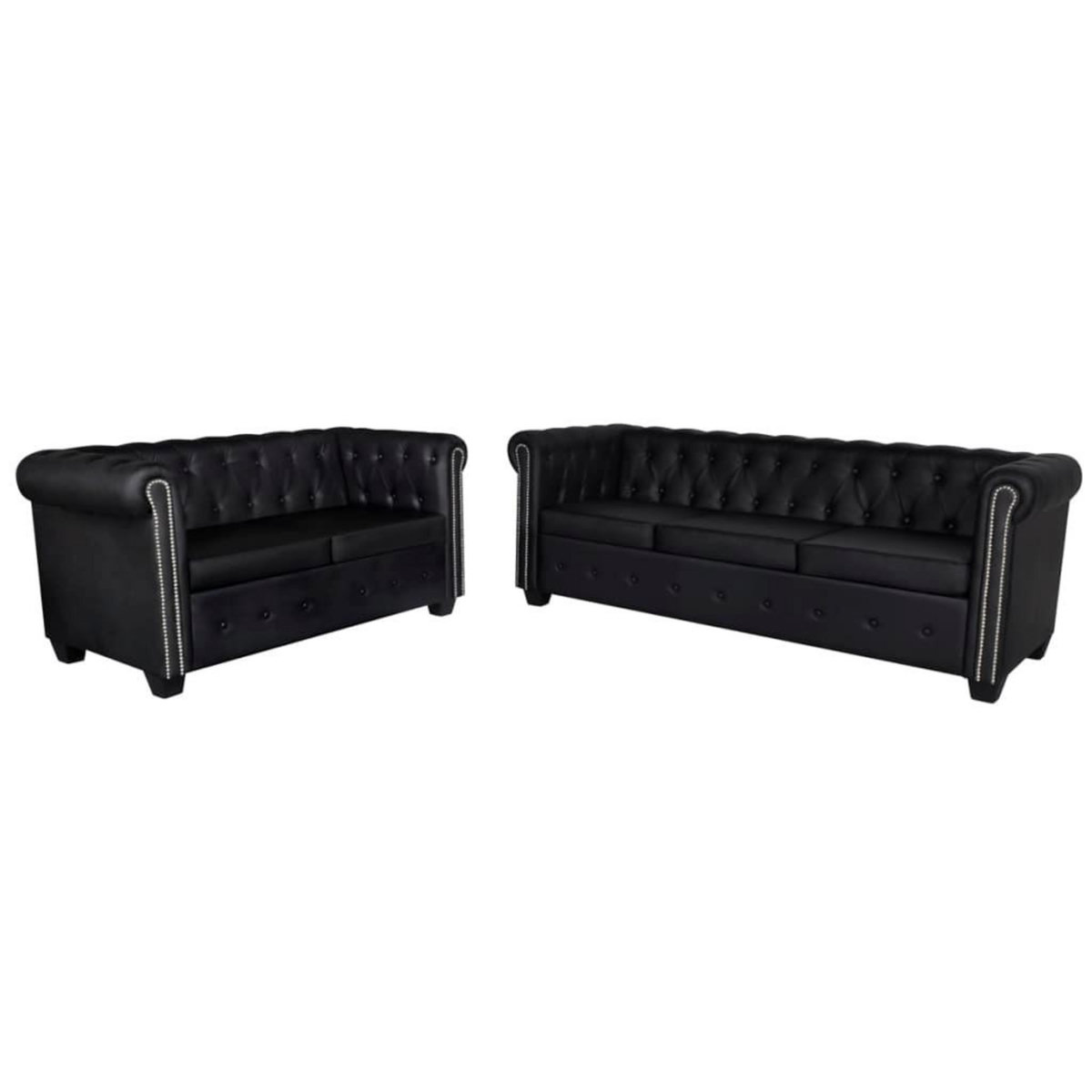 VIDAXL Canape Chesterfield a 2 places et a 3 places noir