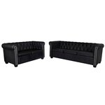 VIDAXL Canape Chesterfield a 2 places et a 3 places noir