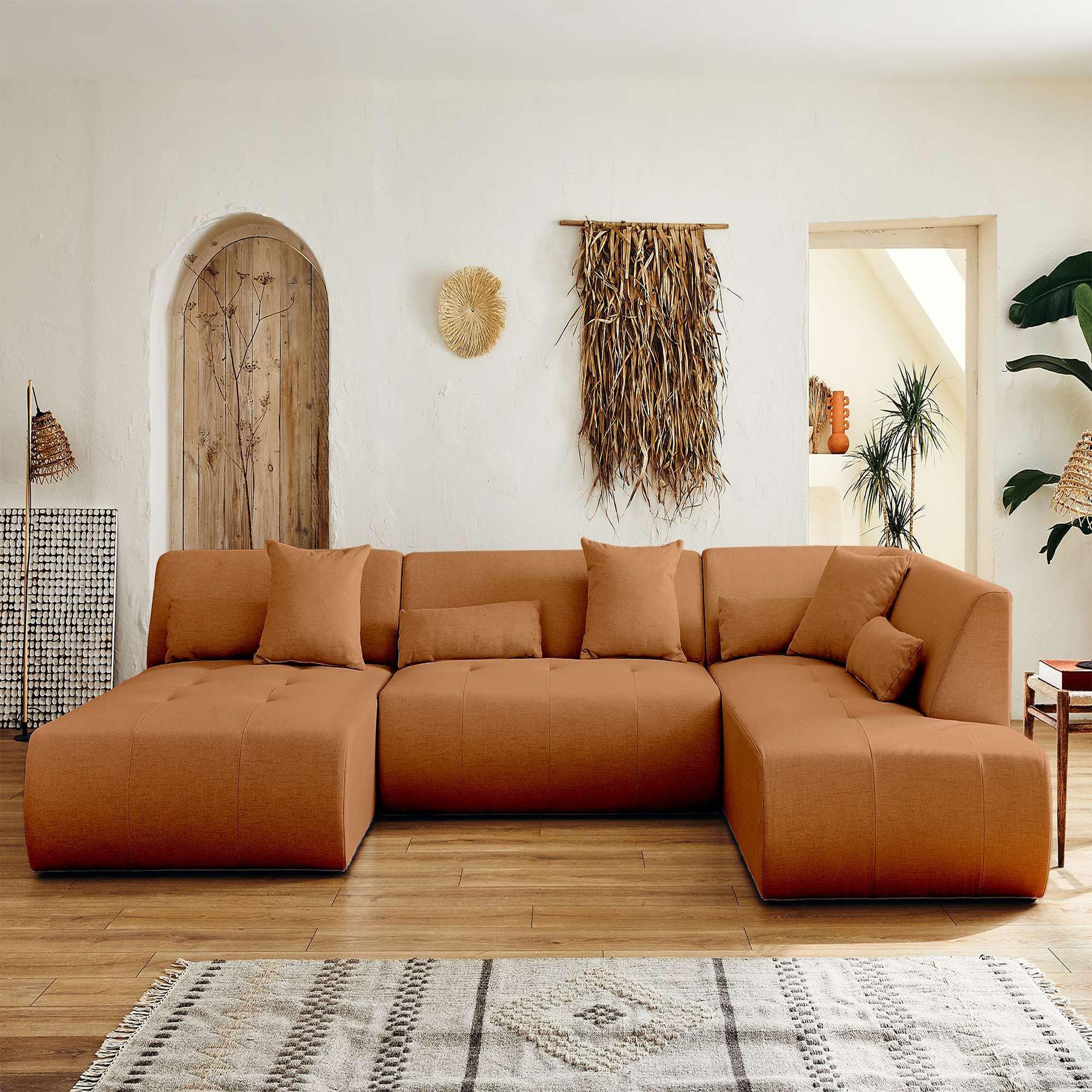 Voir la diapositive 5 : BEST MOBILIER Onyx - canapé modulable panoramique d'angle droit 7 places - en tissu