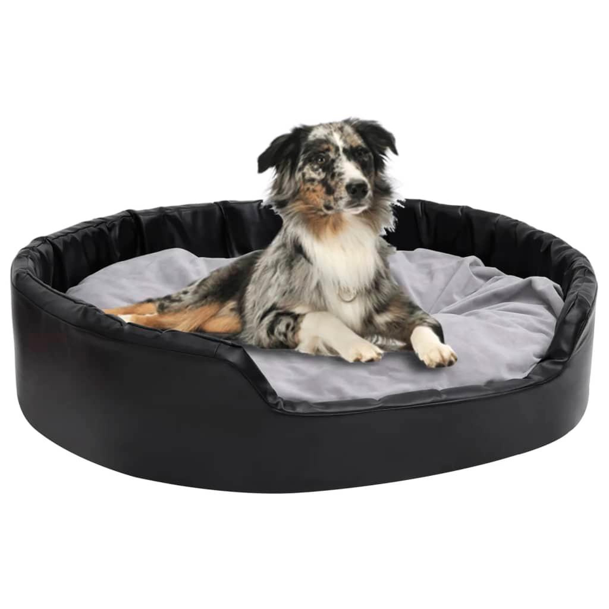 Voir la diapositive 1 : VIDAXL Lit chiens Noir et gris 99x89x21 cm Peluche et similicuir