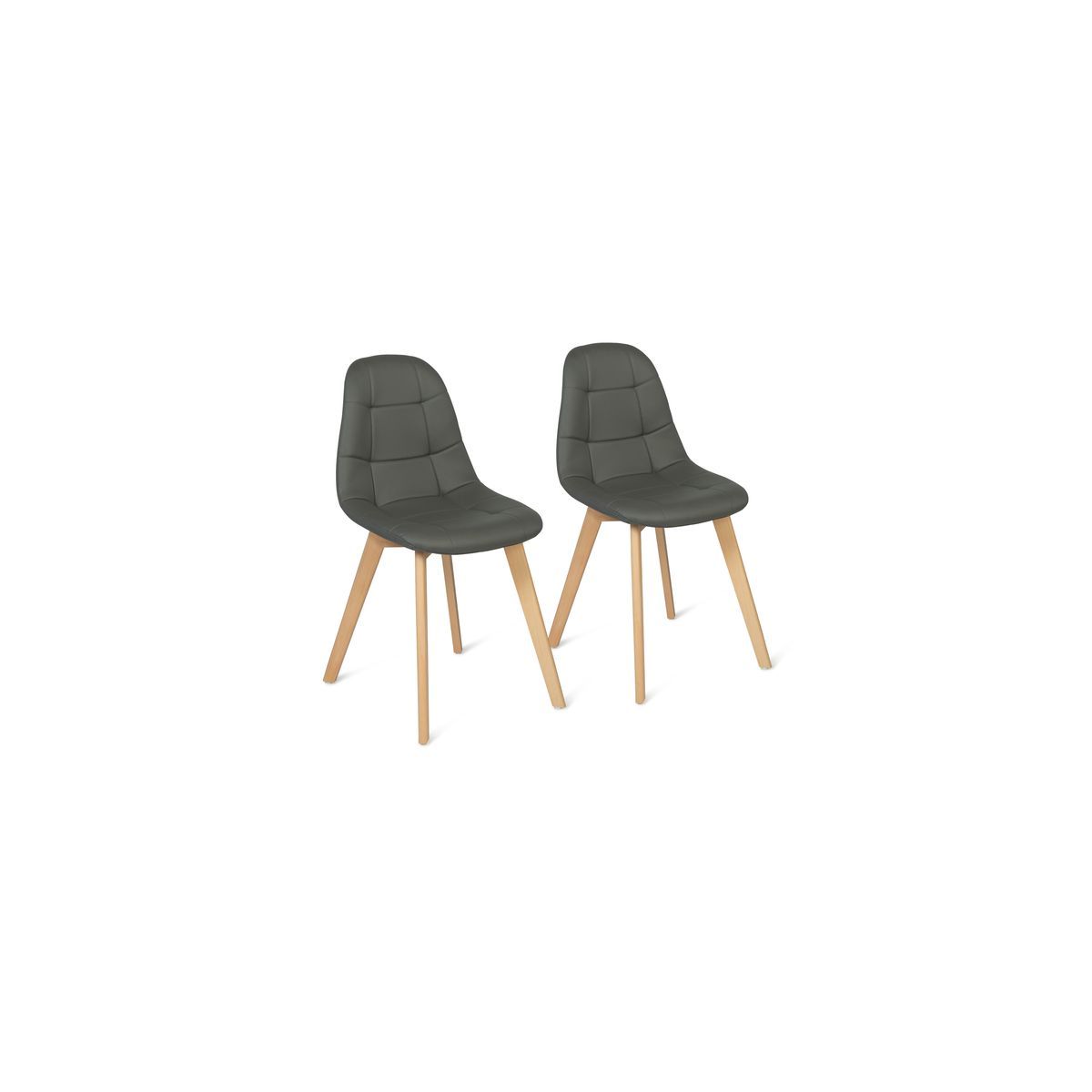 Lot de 2 chaises assise PU pieds bois massif CARLA