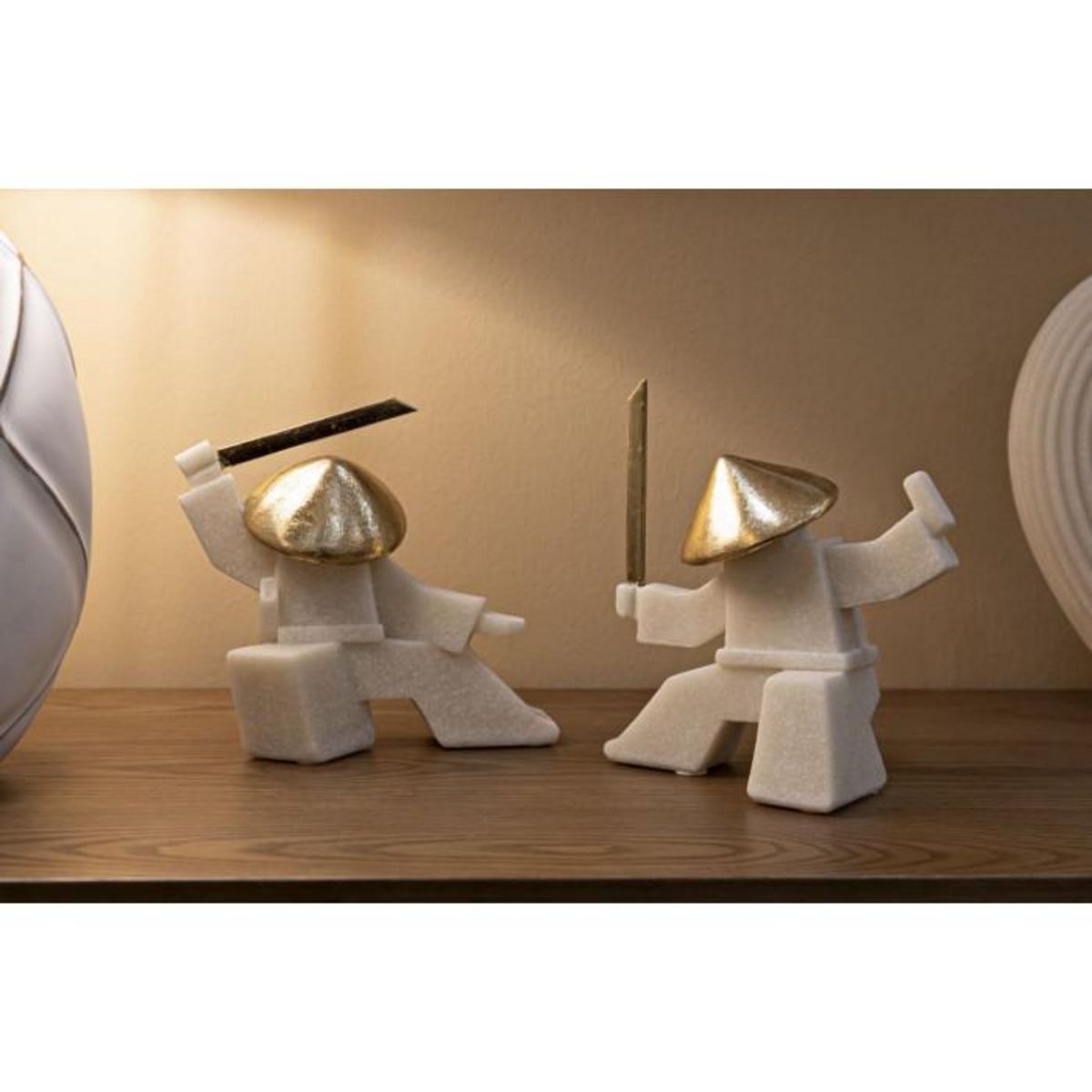 Paris Prix Statuette Déco Samouraï  Odab  18cm Blanc & Or